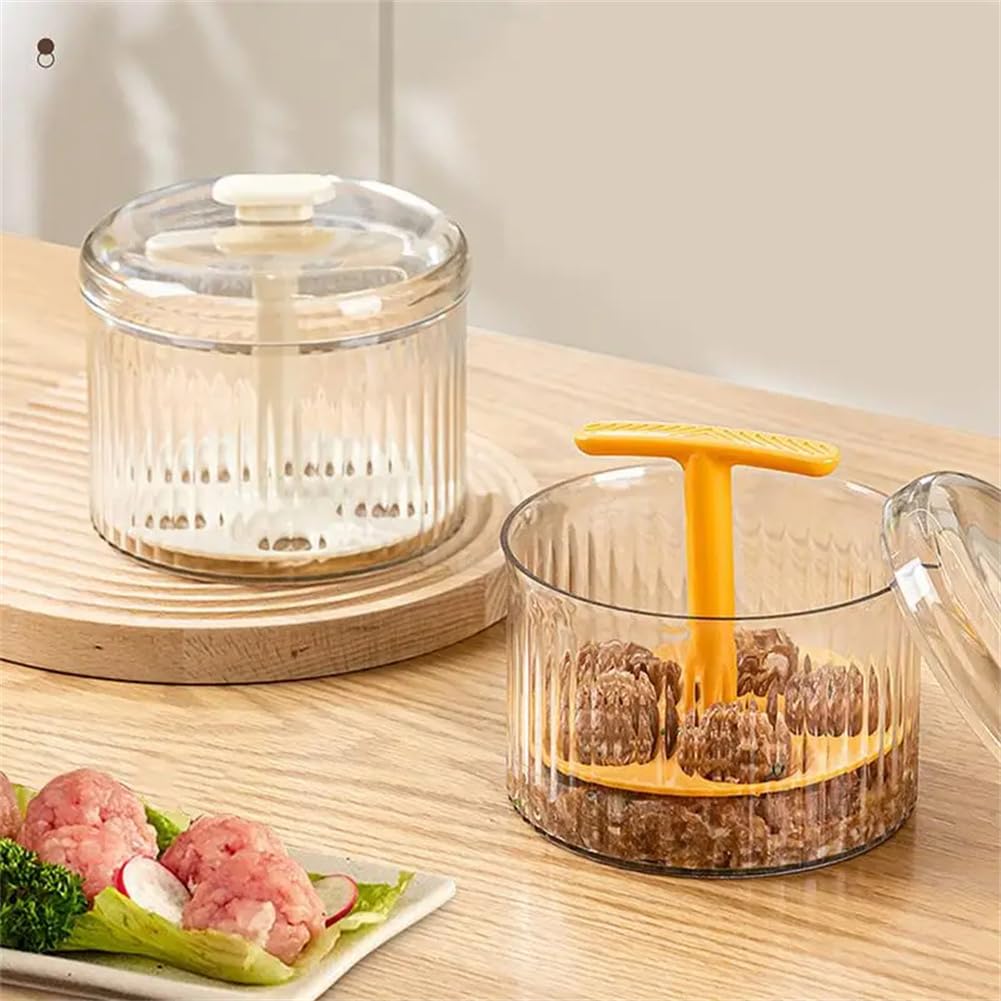 Translucent Meatball Maker Tool - 5 Balls Kitchen Mold Set for Easy DIY Meatballs (Yellow) | Perfect for Homemade Italian Dishes, Meal Prep & Family Cooking