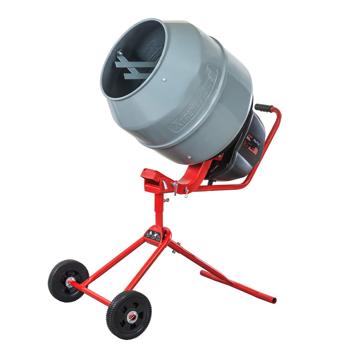 XtremepowerUS 550W Portable Electric Concrete Mixer with Wheels - 4.6 cu/ft Cement Mixing Machine for Mortar, Barrow & Construction Projects - Ideal for DIY Home Repairs, Small Construction Sites & Backyard Projects
