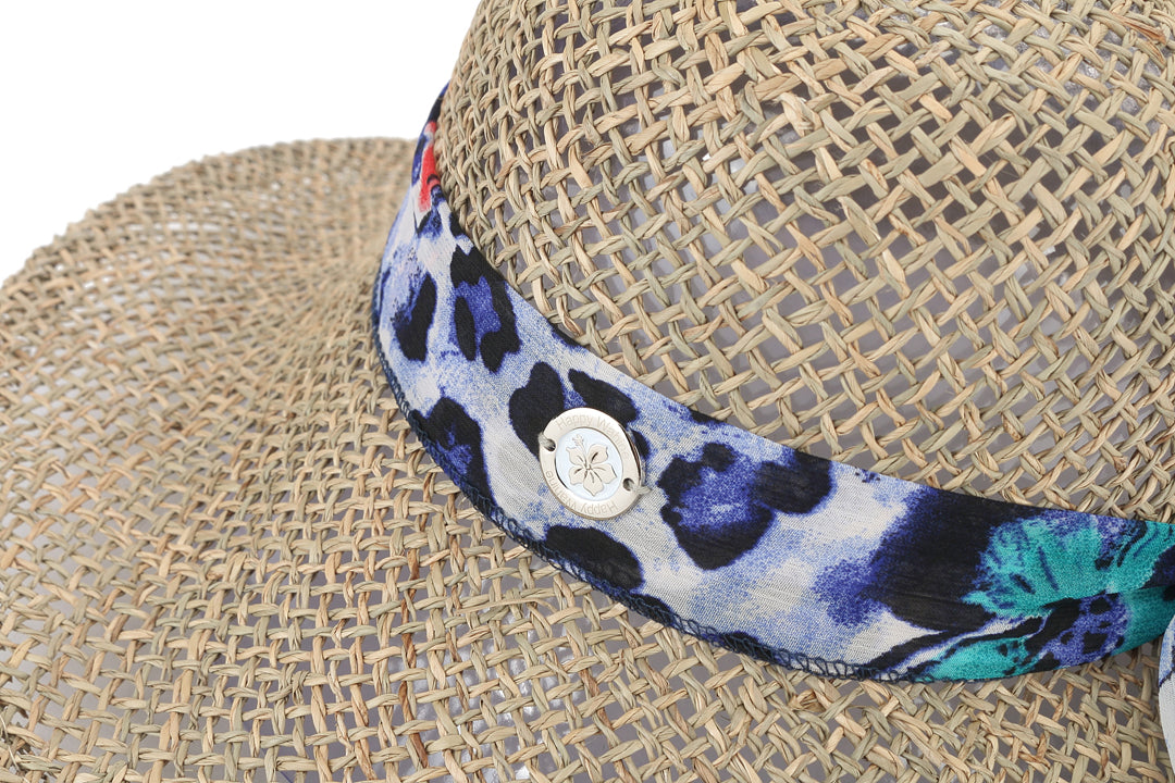 Blue Dotted Straw Tulip Hat - Summer Beach Sun Protection & Outdoor Fashion Accessory for Women