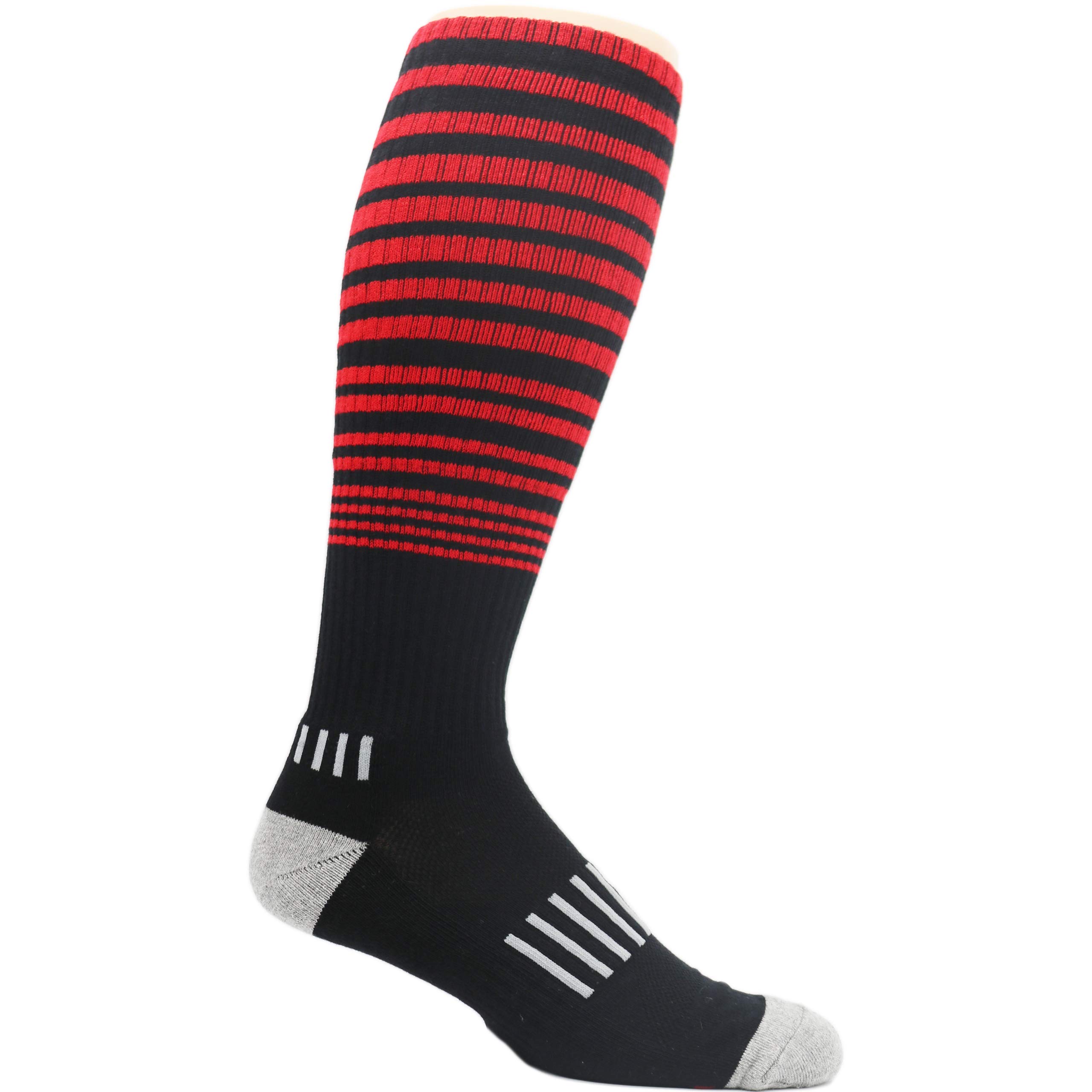 Premium Deadlift Knee-High Socks - Black with Red & Gray Design - High Performance Gym Socks for Weightlifting, CrossFit & Powerlifting Workouts