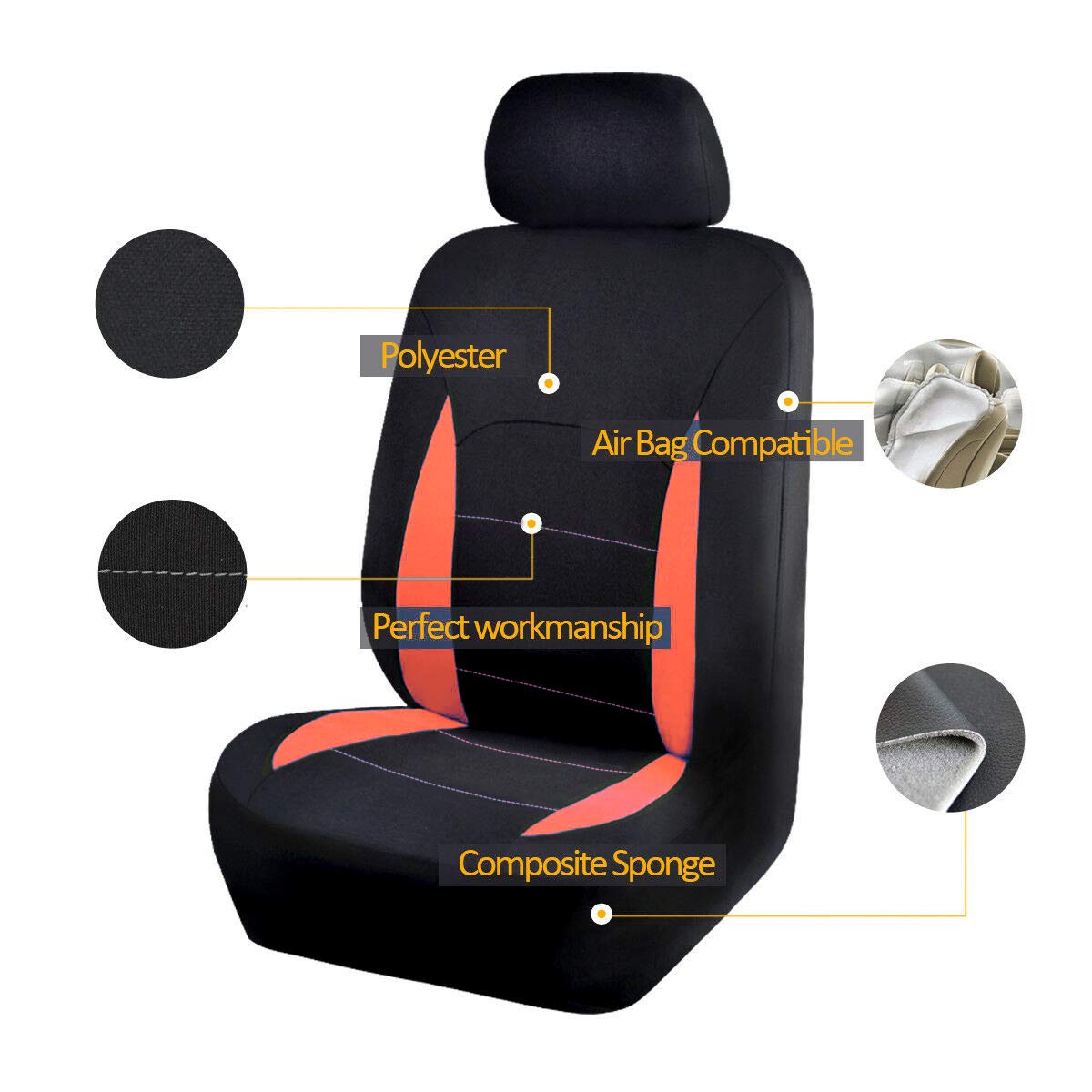 Premium Polyester Car Seat Covers for Front Seats & Rear Bench - Universal Fit for Cars, Trucks & SUVs | Easy Installation, Split Design for Classic & Modern Vehicles | Perfect for Daily Commute, Road Trips & Family Protection