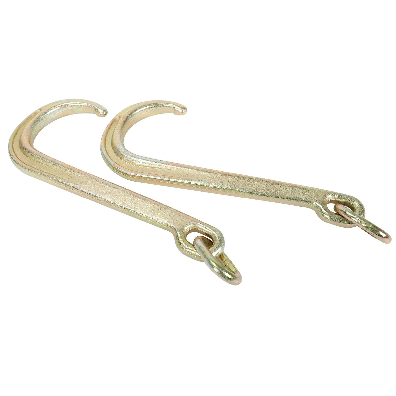 2 Pack Heavy Duty Yellow Zinc Plated 15-Inch G70 Tow Axle Strap with J Hook & Clevis for Wrecker Rollback - Secure Towing Solution for Trucks, Trailers & Off-Road Recovery