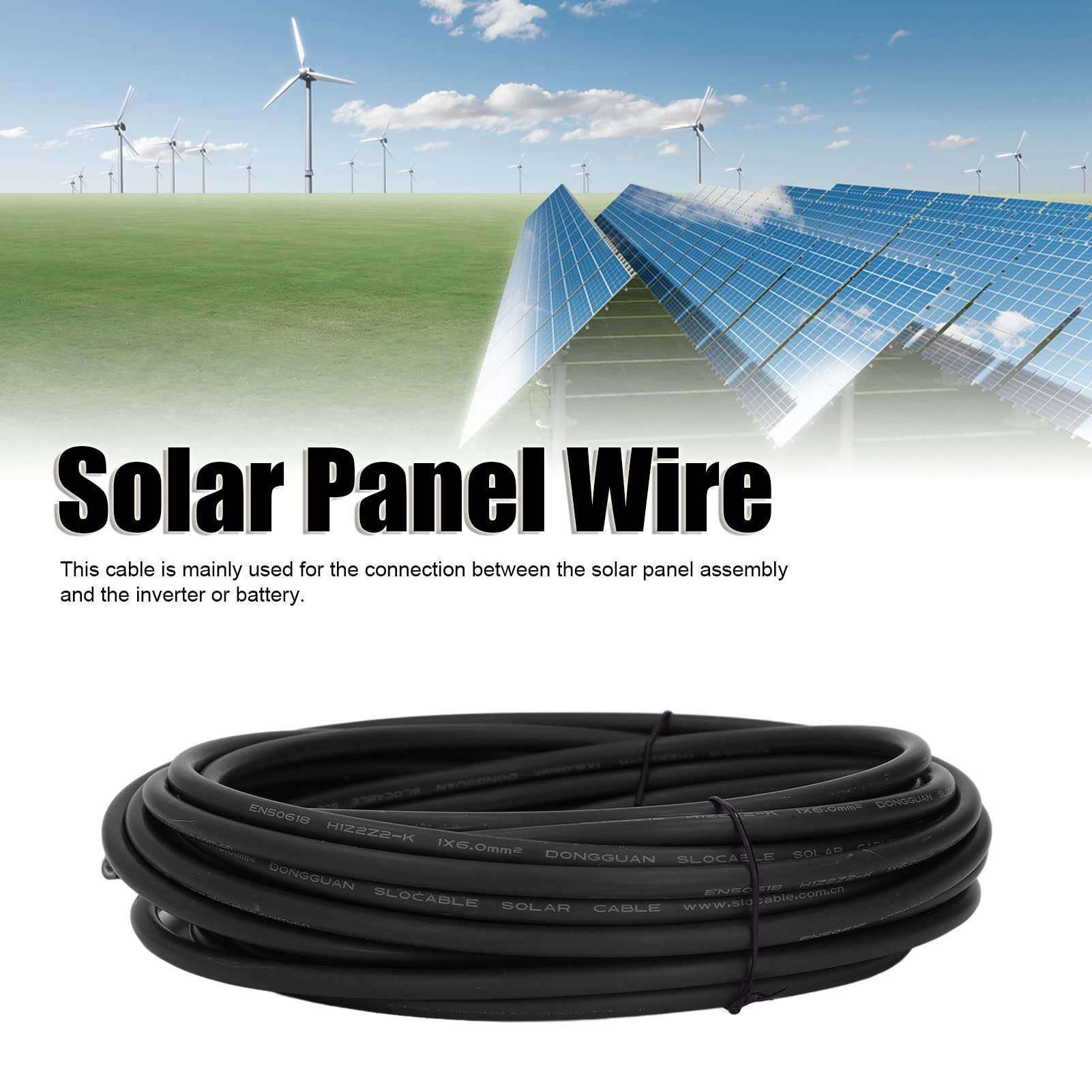EXCLUZO 10m Solar Power Cable - Tinned Copper Solar Panel Wire with XLPE Insulation, Anti-Corrosion for Industrial Use (Black) | Perfect for Solar Panel Installations, Outdoor Power Systems & Renewable Energy Projects