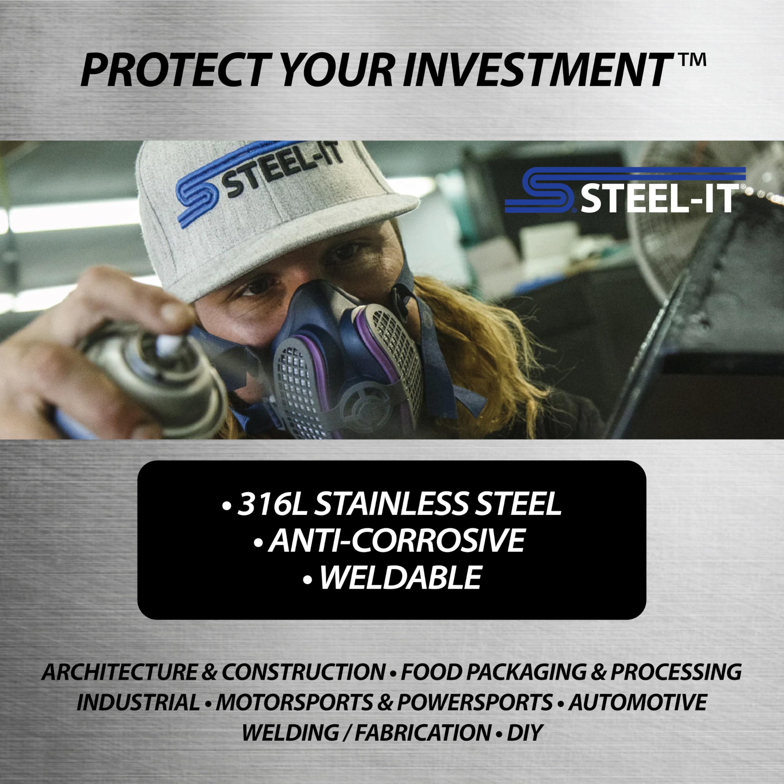 Steel-It 1002D Polyurethane Aerosol Spray Paint - Industrial Grade, Weldable, Rust Resistant Coating - Steel Gray (5 Pack) - Perfect for Metal Fabrication, Automotive Repair & Industrial Equipment Maintenance