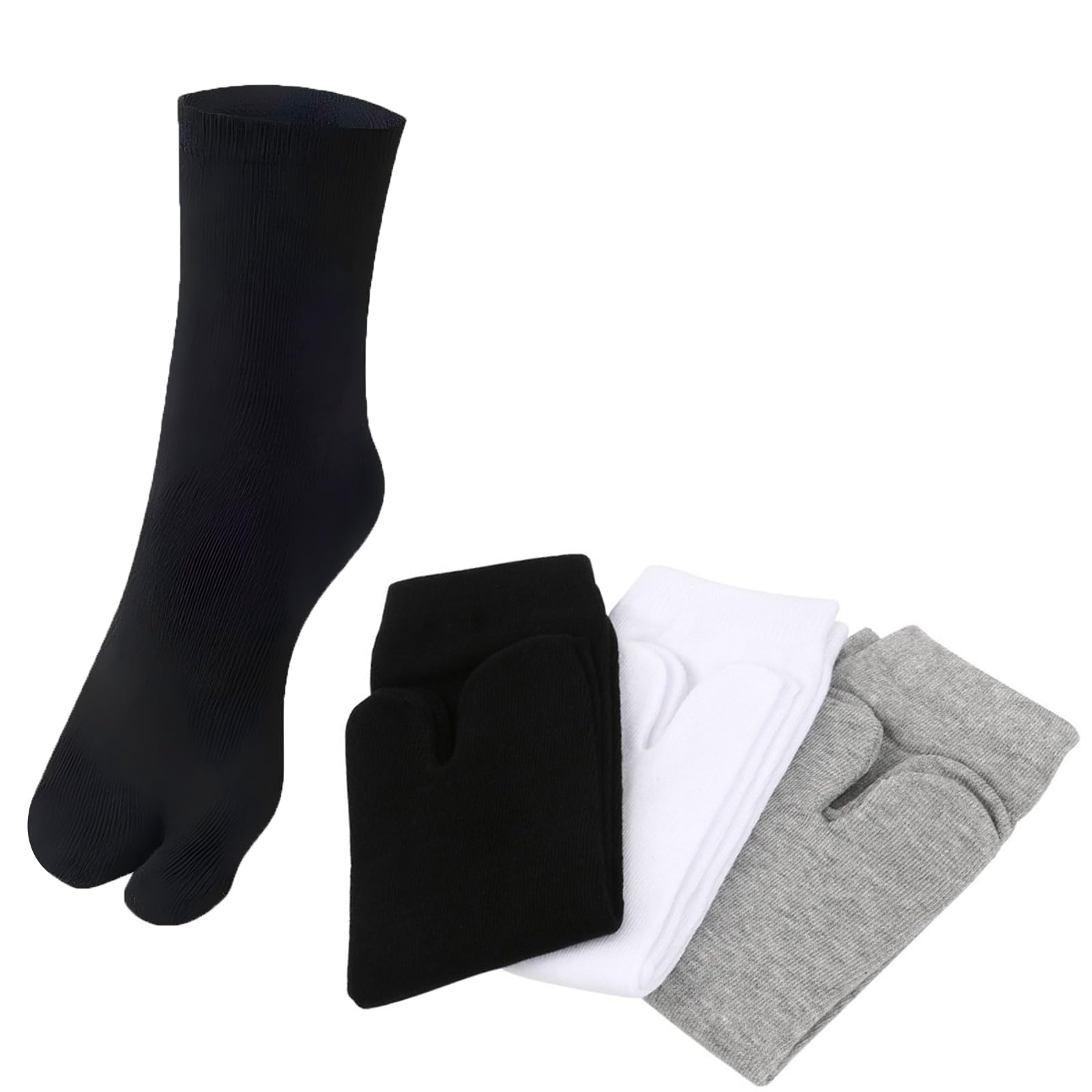 3 Pairs Japanese Tabi Socks - Split Toe Ninja Slippers for Kimono & Martial Arts - Comfortable Traditional Footwear for Indoor Wear, Cosplay, and Meditation