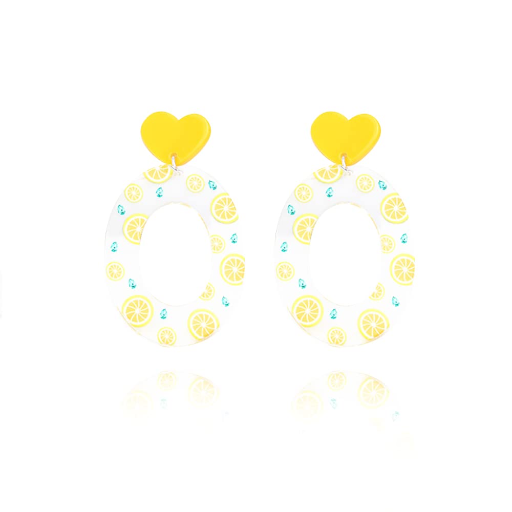 Acrylic Geometric Fruit Drop Earrings for Women - Strawberry, Lemon, Grape & Daisy Flower Dangle Earrings | Summer Beach Jewelry, Party Accessories & Casual Wear