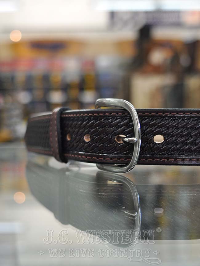 Timeless Basketweave Leather Belt for Men - Gingerich 8883 28 in Classic Brown | Durable & Stylish Dress Belt for Office, Business & Formal Occasions