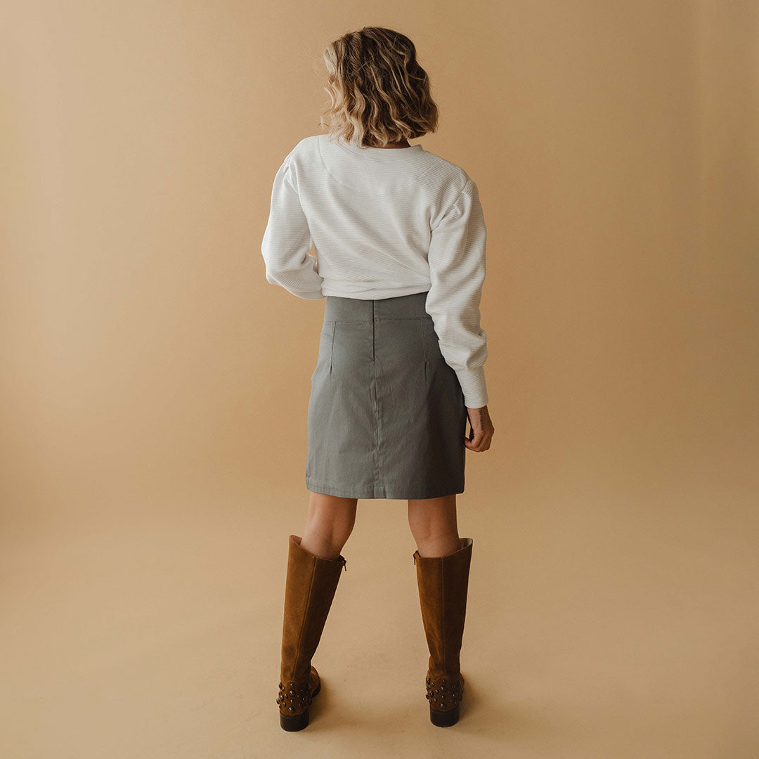 Stylish Grey Canvas Skirt for Women - Comfortable & Durable A-Line Skirt - Perfect for Casual Outings, Work & Summer Fashion