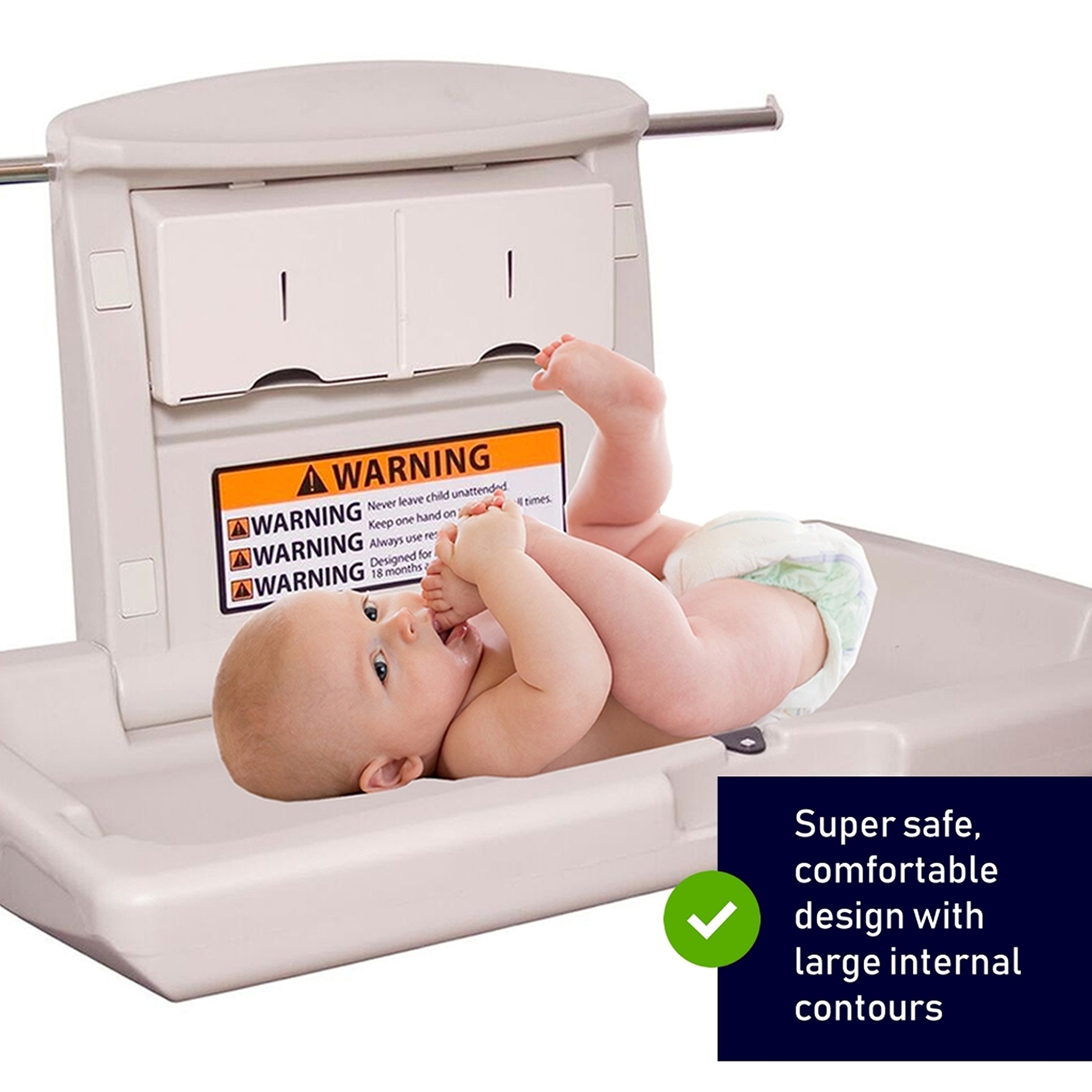 Wall Mounted Fold Down Baby Changing Table - Space Saving Nursery Organizer with Free Changing Station Sign | Perfect for Small Bathrooms & Nursery Rooms