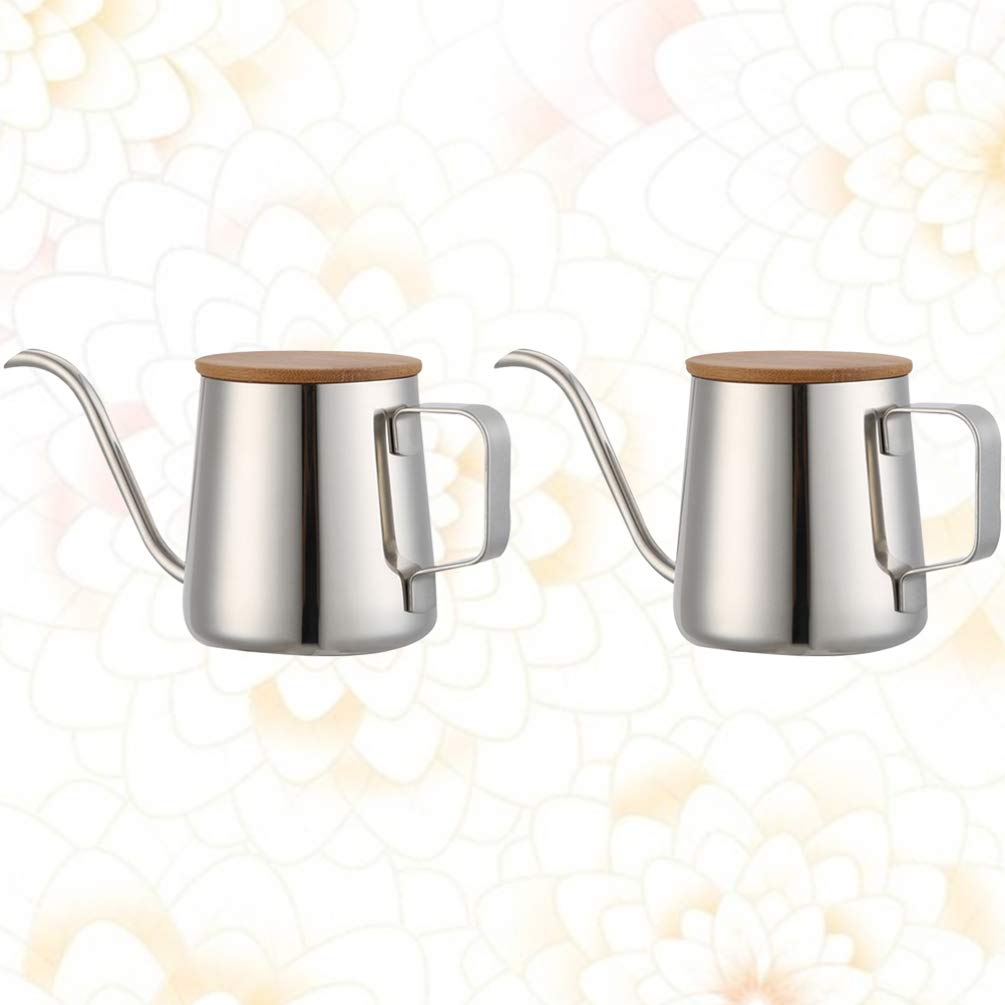 Premium Stainless Steel Gooseneck Coffee Kettle with Bamboo Lid - 2-Piece Barista Pour Over Tea Kettle Set for Precision Brewing | Ideal for Pour Over Coffee, Tea Making & Home Kitchen Use