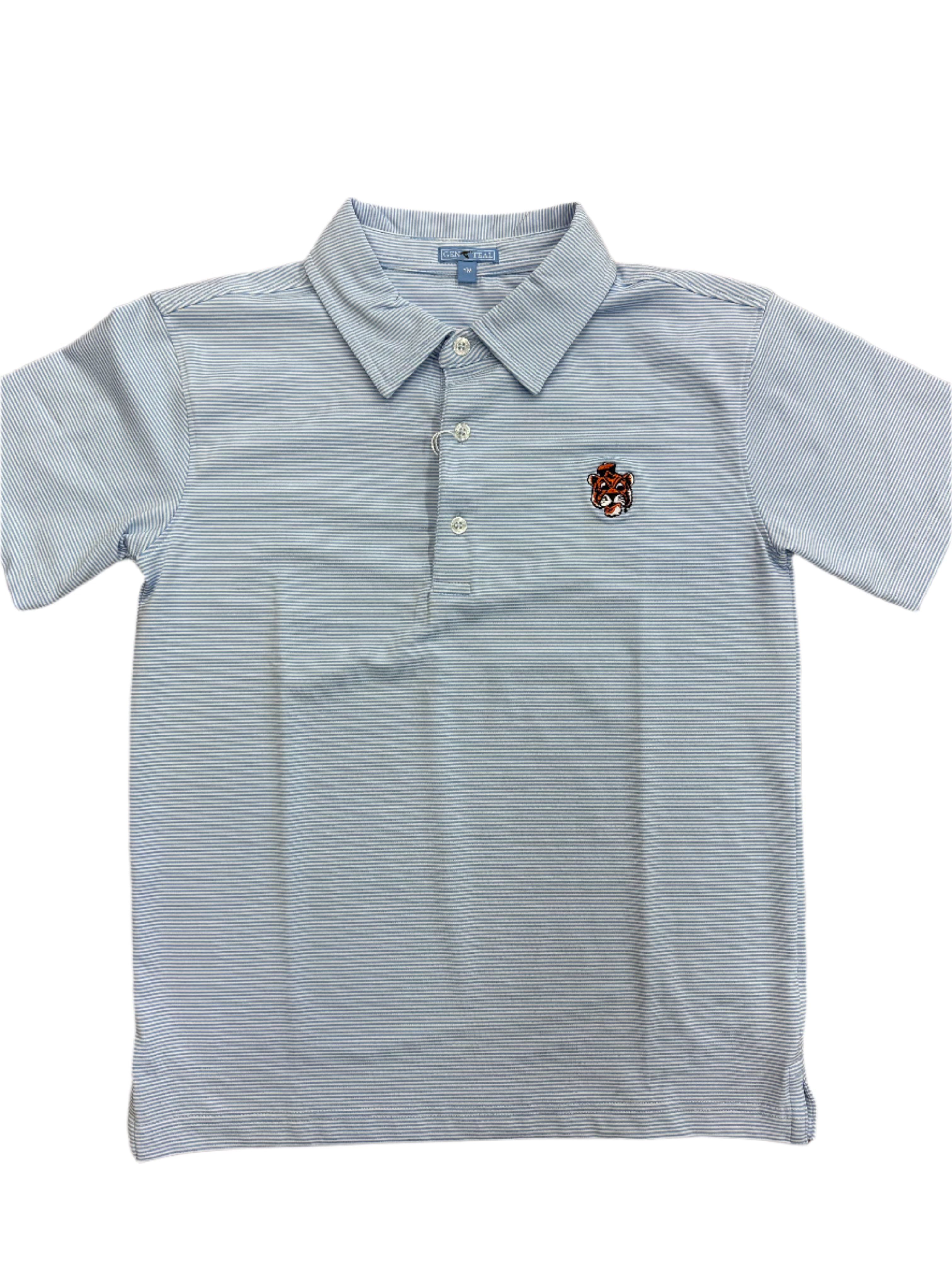 Boys' Gen Teal Aubie Pinstripe Performance Polo Shirt - Breathable Moisture-Wicking Fabric for Sports & School Activities