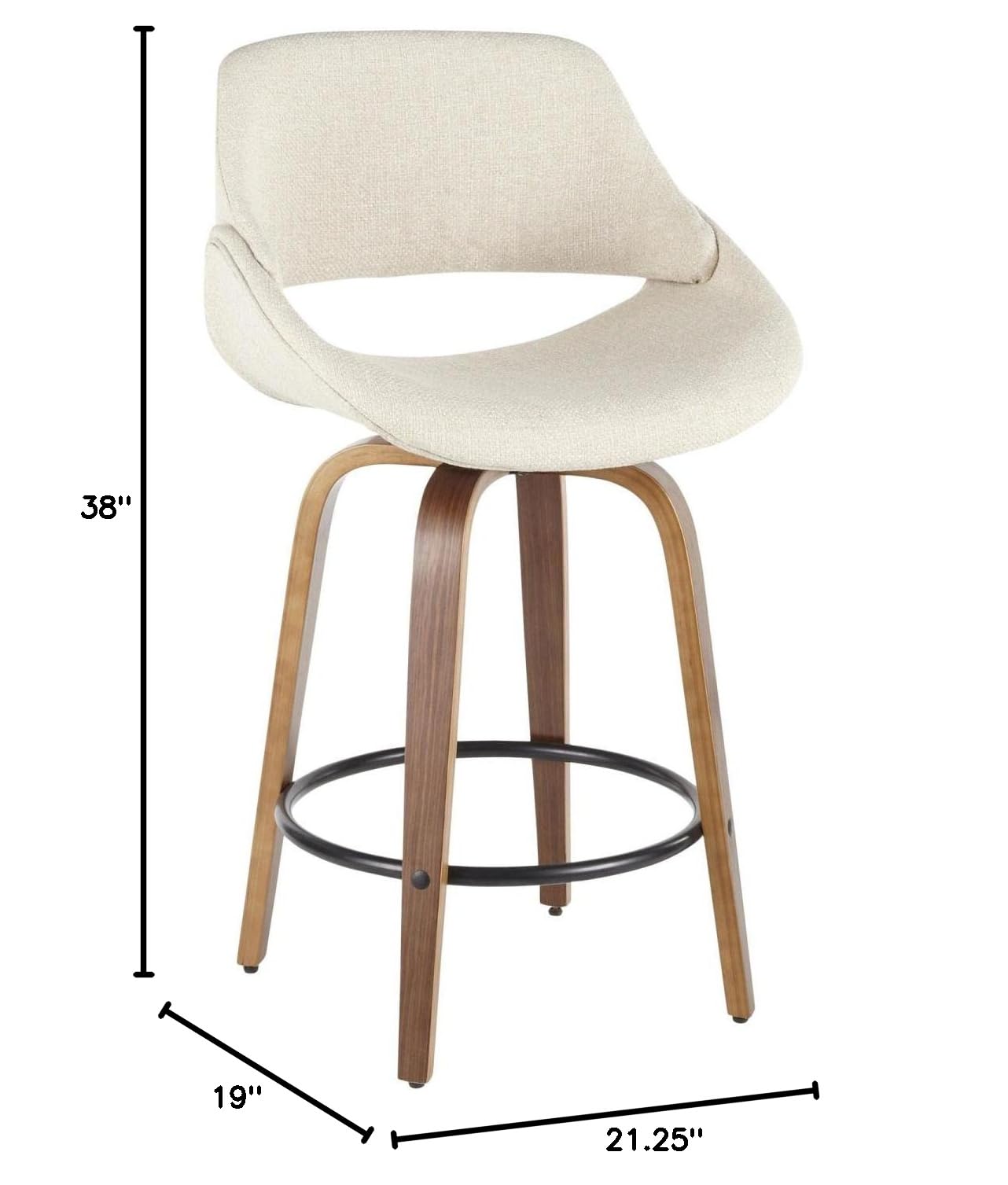 LumiSource Walnut Wood Counter Stools Set of 2 - 24