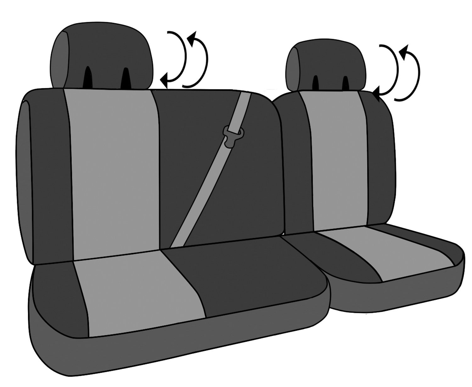 **CalTrend Rear 40/60 Split Bench Seat Covers for 2007-2010 Jeep Wrangler - Tweed Fabric with Red Insert & Trim | Durable & Stylish Protection for Off-Road Adventures**