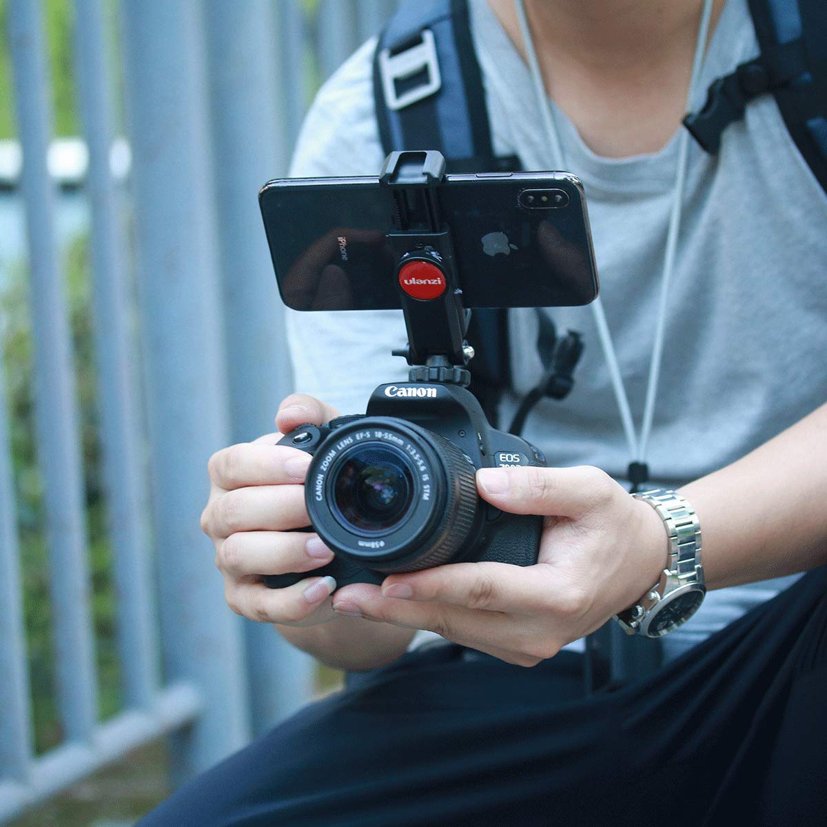 ULANZI ST-06S Flexible Phone Tripod Mount with Dual Cold Shoe Mount - Compatible with iPhone, Samsung, Canon, Nikon DSLR - Perfect for Photography, Vlogging & Live Streaming - Holds Microphone & LED Light for DJI Ronin SC Stabilizers