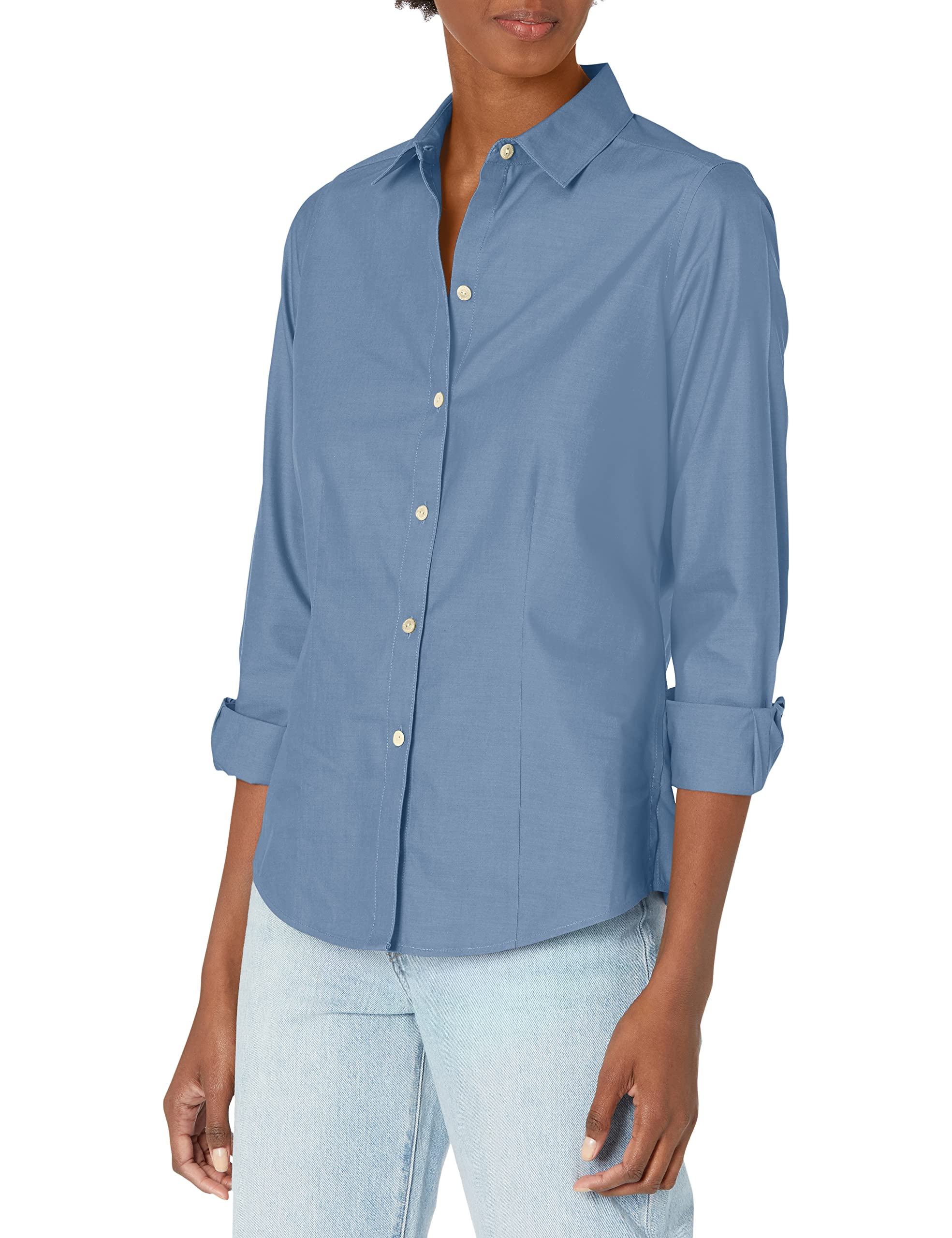 Foxcroft Women's Dianna Non-Iron Long Sleeve Shirt - Wrinkle-Free Comfort for Work, Travel & Everyday Wear