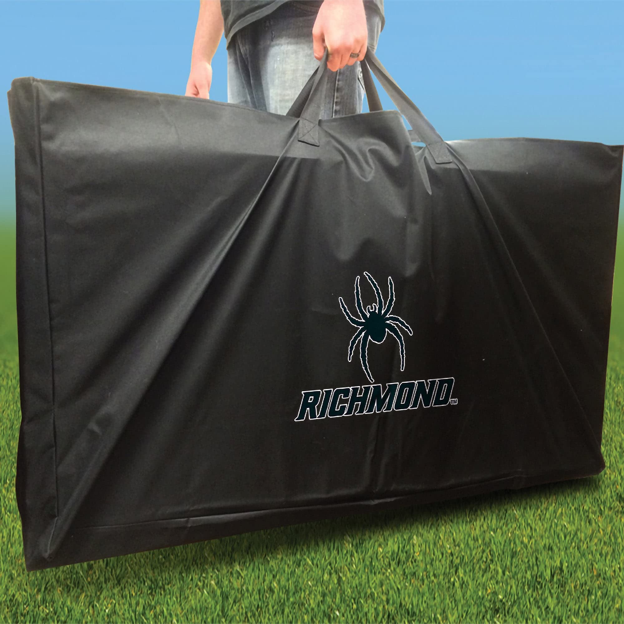 Premium Richmond Distressed Cornhole Boards Set - 2 Boards & 8 Custom Team Logo Bags | Outdoor Lawn Games, Tailgate Parties, Backyard BBQ Entertainment