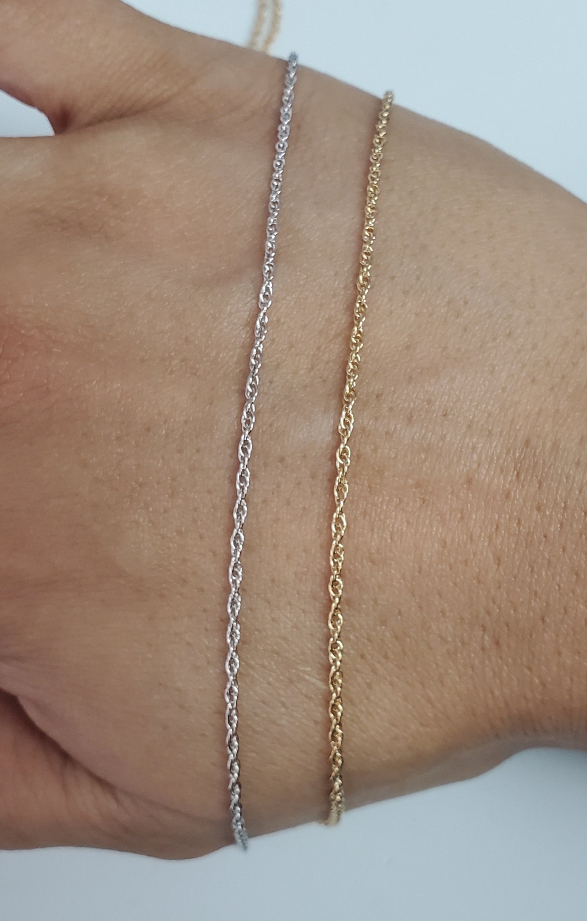 1.4MM 14K Solid Gold Rope Chain Necklace for Women & Men - Yellow Gold or White Gold - Durable & Hypoallergenic Jewelry for Everyday Wear, Gifts & Special Occasions