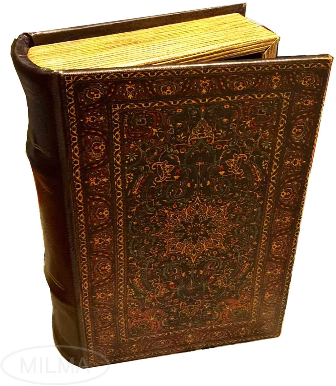Persian Pattern Leather Book Box - Decorative Secret Storage Box for Jewelry & Valuables | Perfect for Home Decor, Gift Giving & Hidden Storage