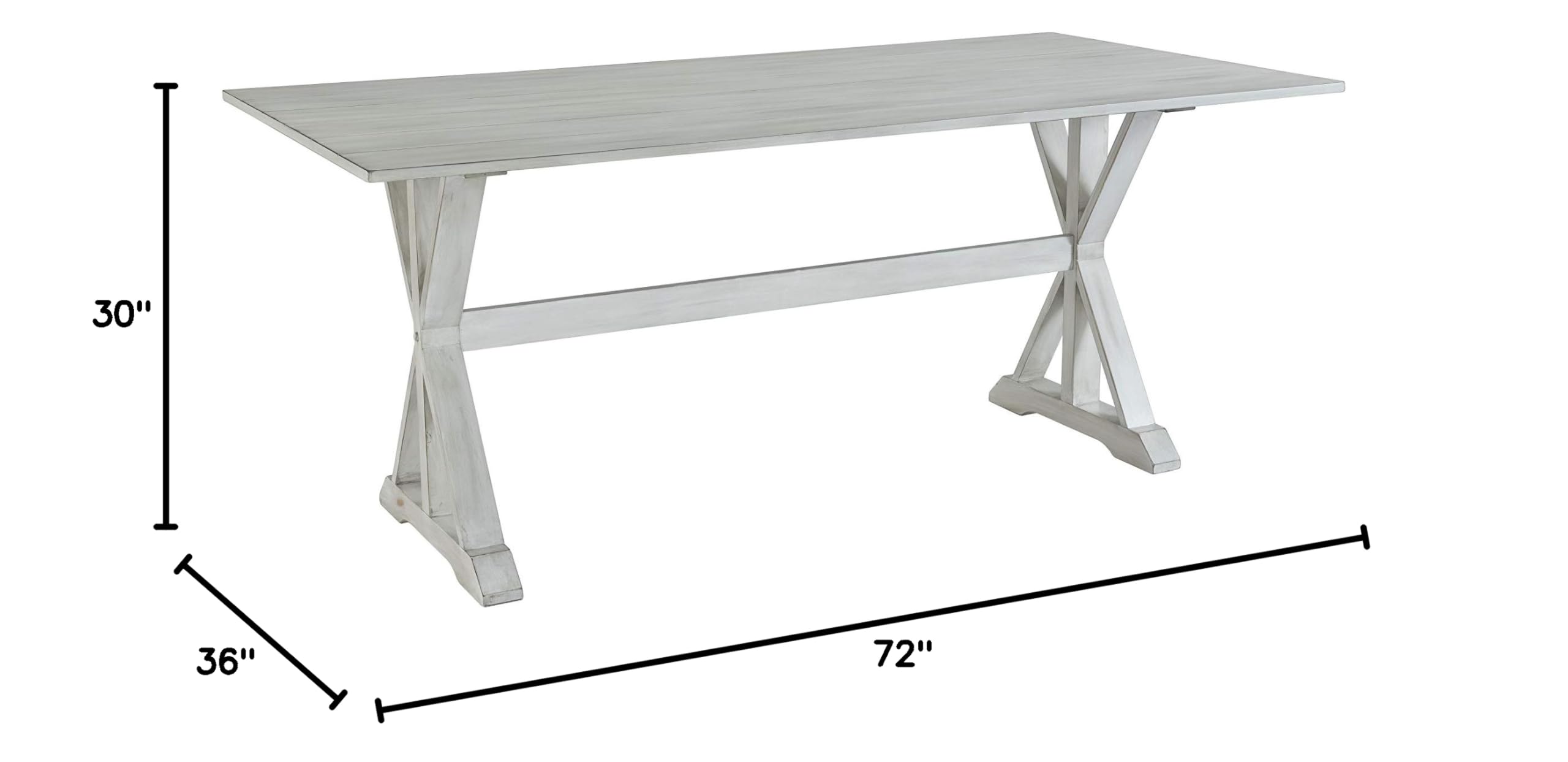 Boraam Jamestown 60 Inch Dining Table - Antique White Farmhouse Style Kitchen Table for 6 - Perfect for Family Dinners & Entertaining Guests