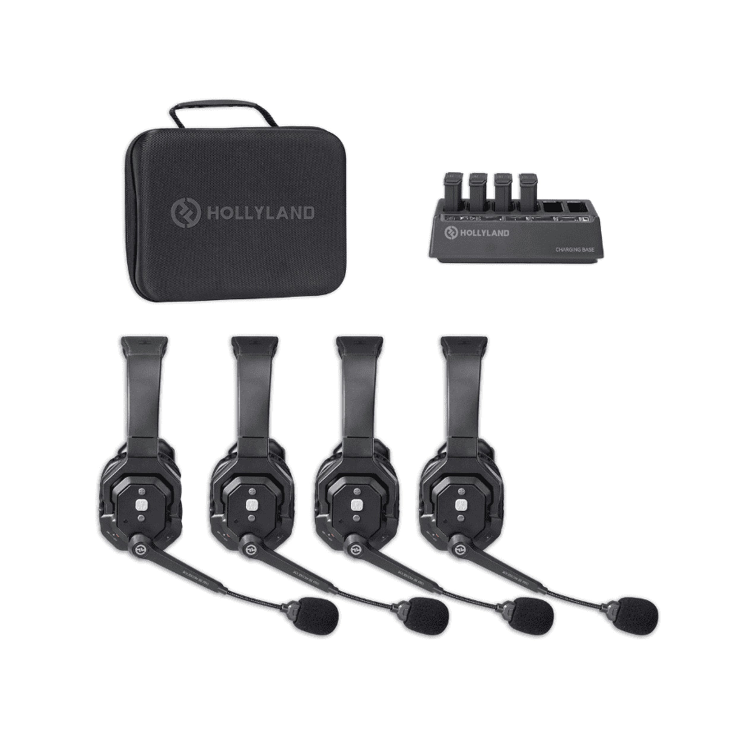 Hollyland Solidcom SE Pro 4S 4-Person Noise Cancelling Headset Intercom System - Single Ear Communication Headset (Model 5601Pro 4S) for Construction, Event Crew & Motorcycle Riding Teams