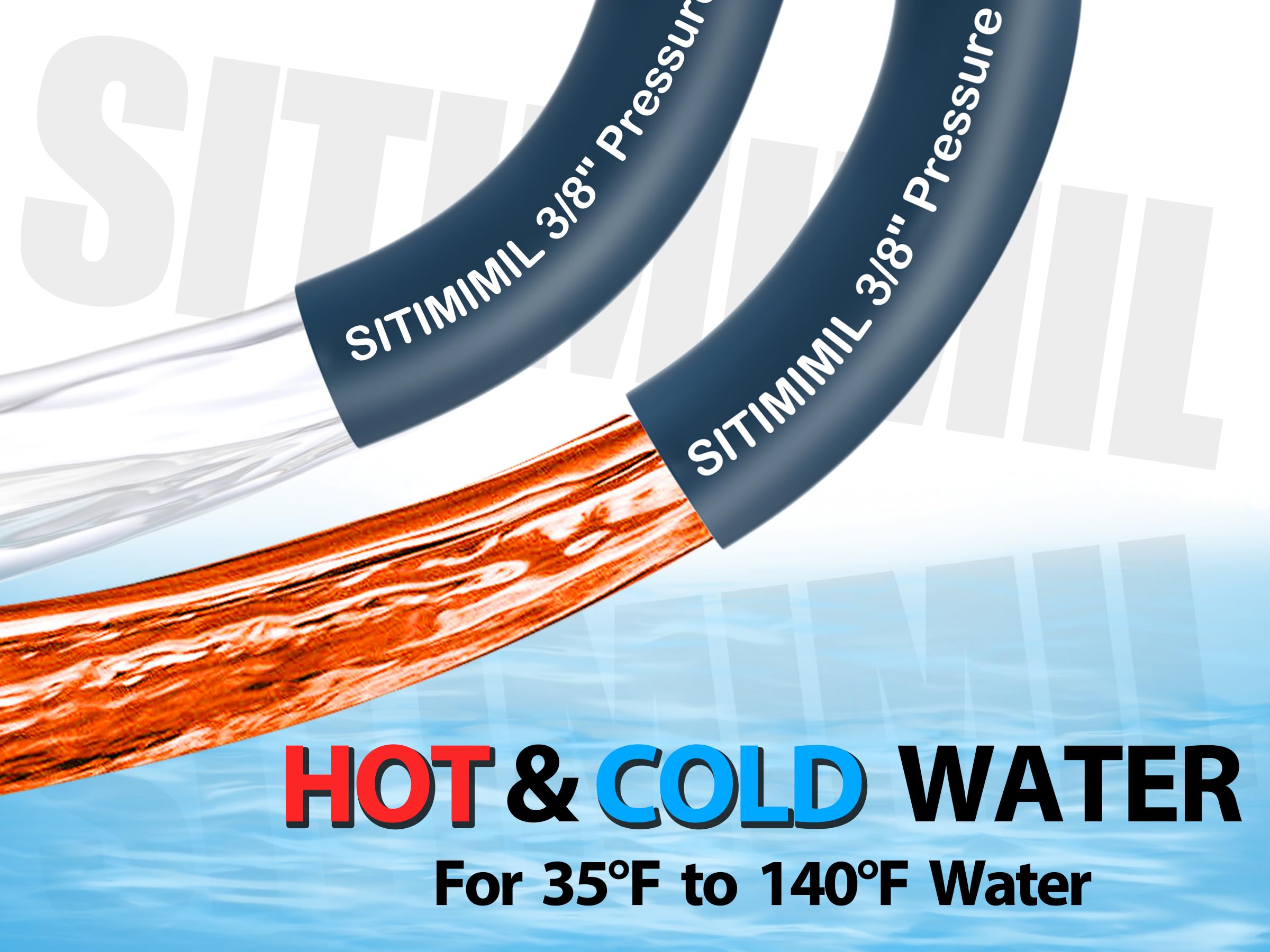 3/8'' 50FT High Pressure Washer Hose - Kink & Wear Resistant Steel Wire Braided with 4200 PSI Rating | Includes 3/8