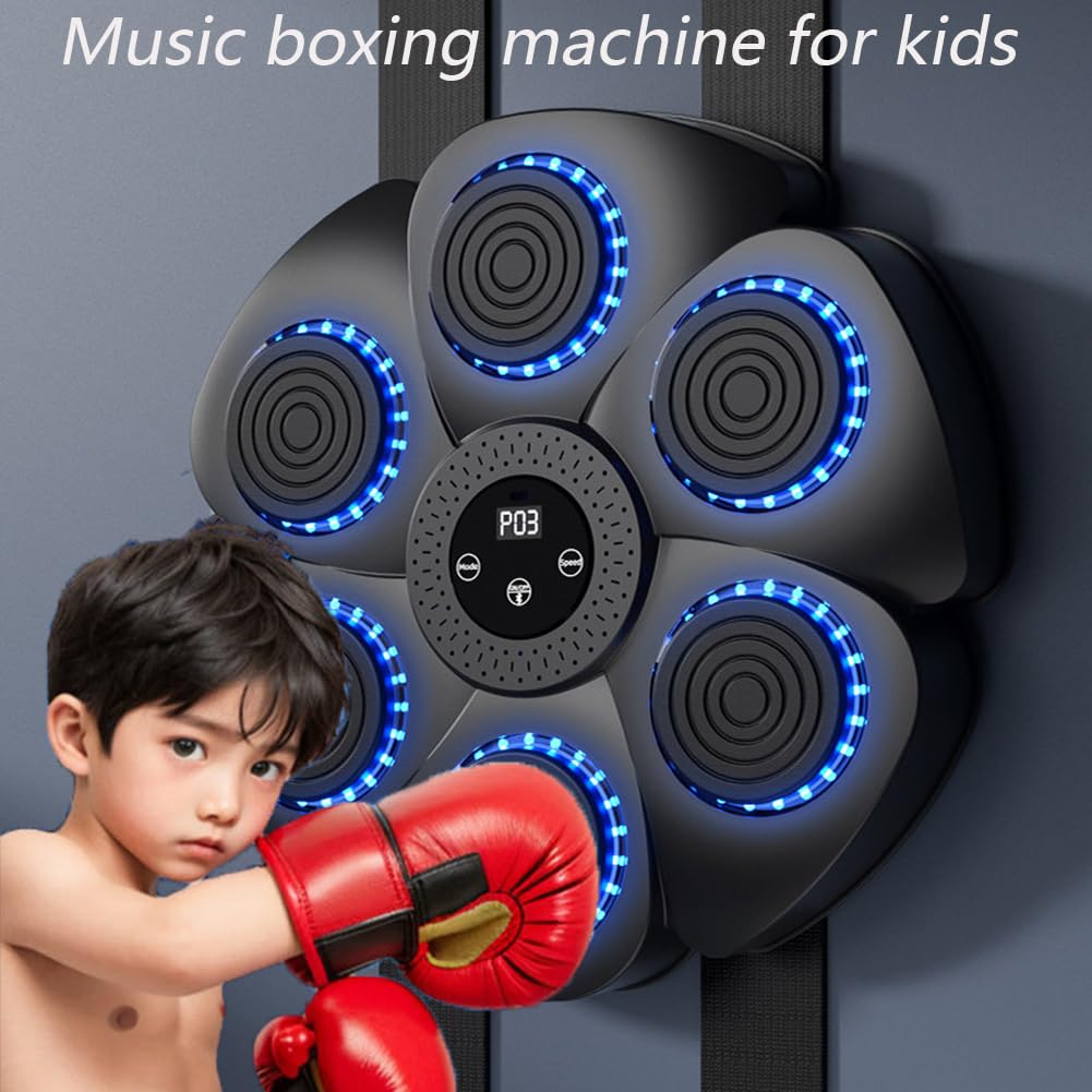 Puncheffy Kids Music Boxing Machine - Interactive Punching Bag with Music for Children (Medium, Black) | Fun Exercise & Stress Relief Toy for Indoor Play & Birthday Gifts