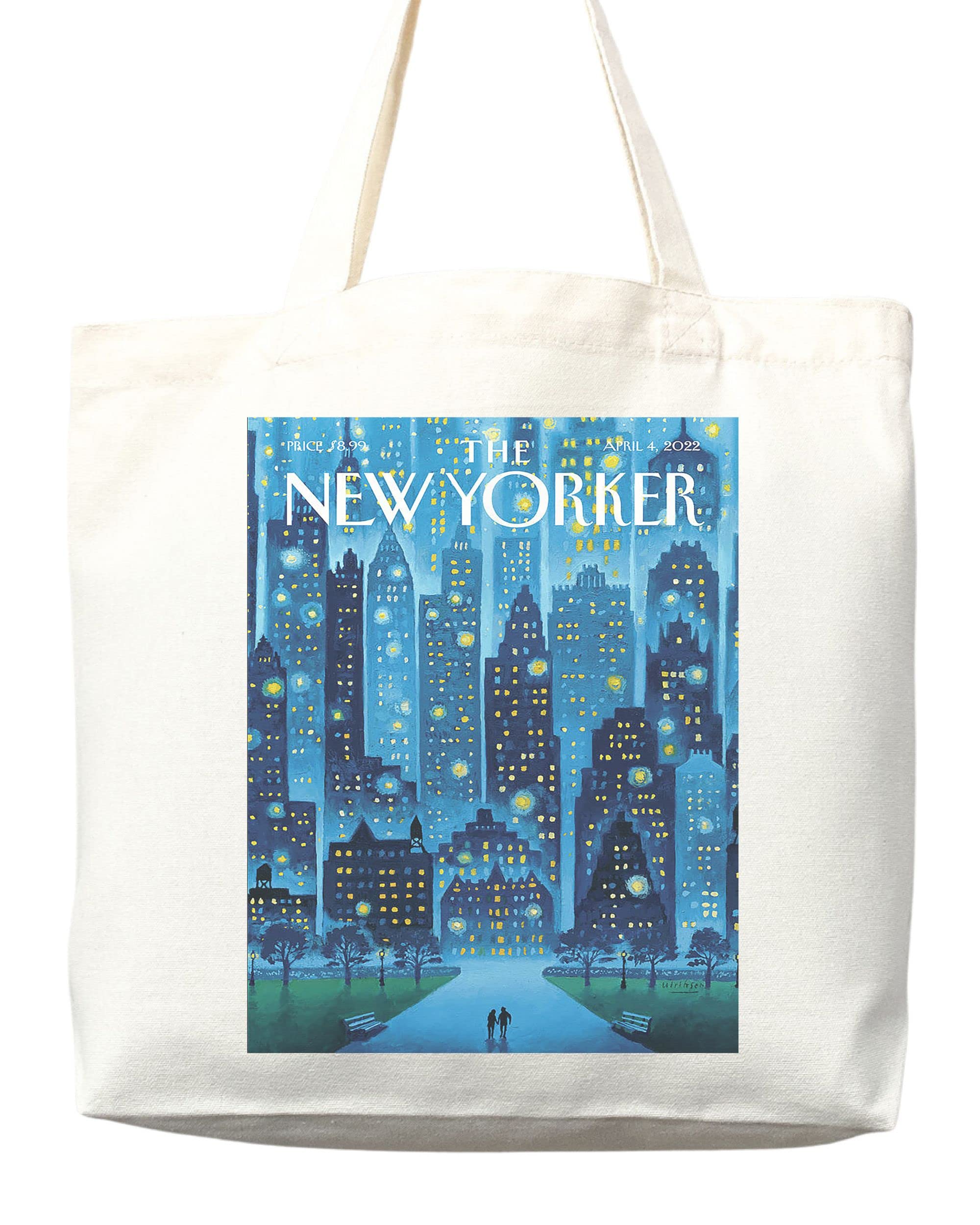 The New Yorker Tote Bag - Stylish Magazine-Inspired Canvas Shopper for Women, Trendy Art Print Everyday Carry Bag - Perfect for Work, Shopping & Travel