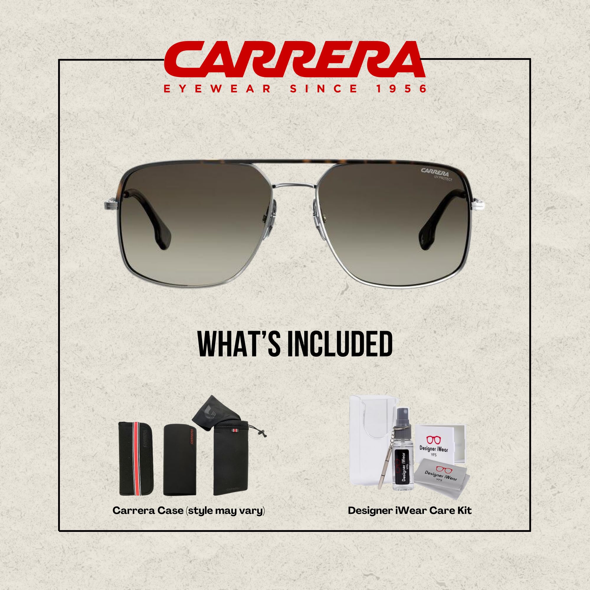 Carrera CA152/S Square Polarized Sunglasses for Men – UV Protection, Stylish Design + BUNDLE With Premium iWear Eyewear Cleaning Kit | Perfect for Driving, Outdoor Sports & Summer Fashion