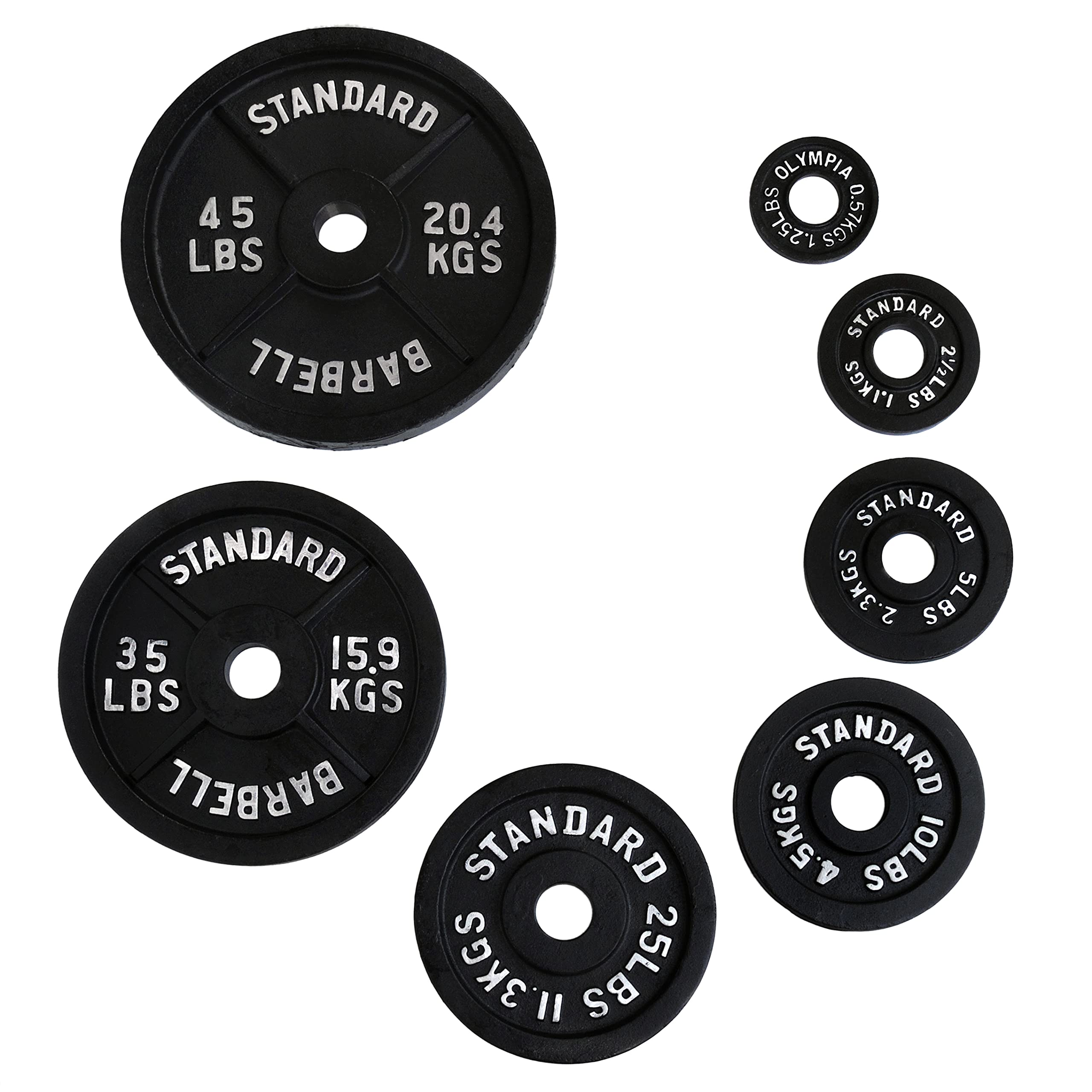 Ader Black Olympic 1.25lb-100lb Weight Plates 2 Inch - Premium Strength Training Equipment for Home Gym, CrossFit, Powerlifting & Weightlifting Workouts