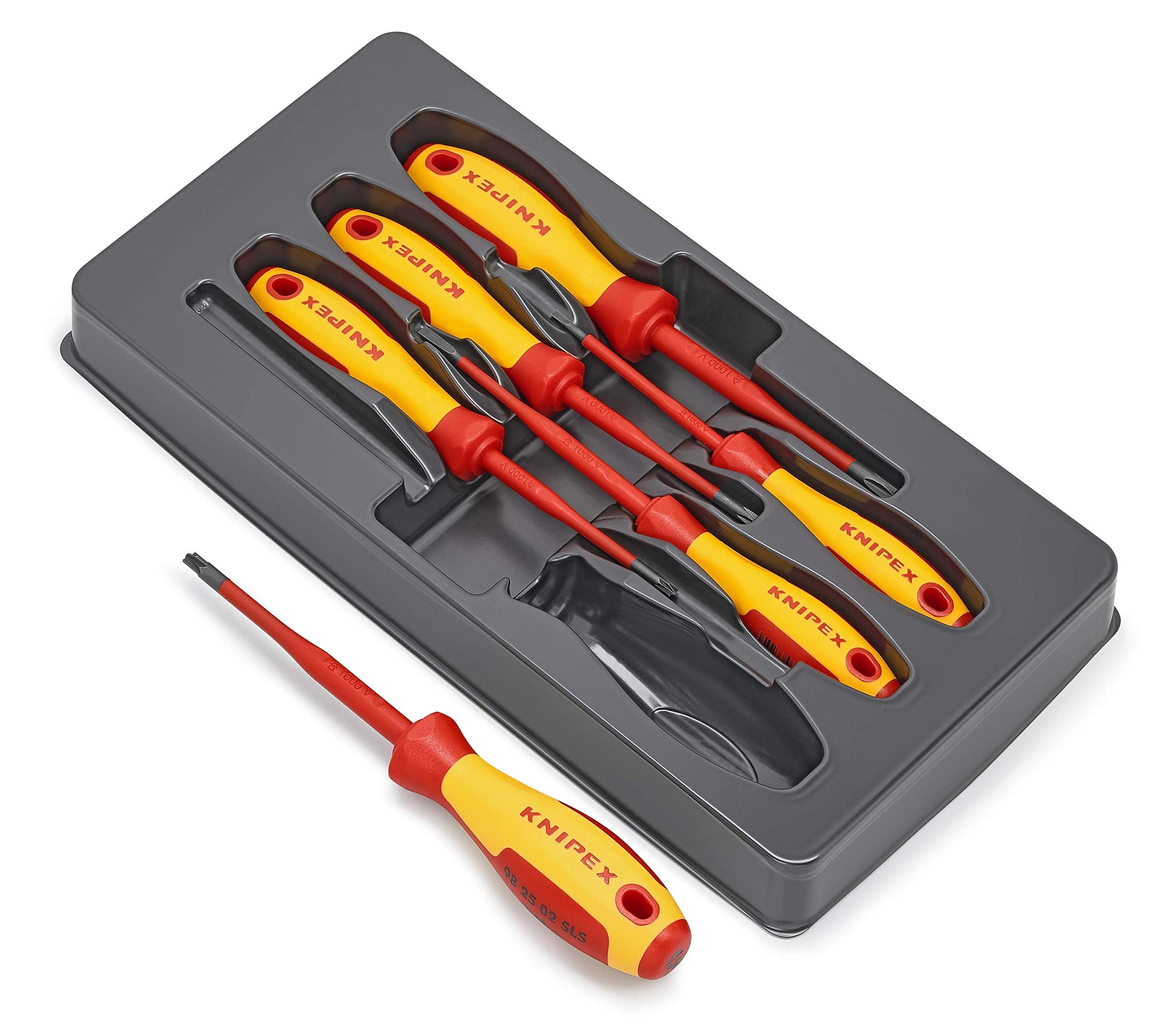 Knipex VDE Screwdriver Set - 6 Piece SL/PH/PZ Insulated Screwdrivers for Electrical Work | Professional Electrician Tools for Safe Wiring & Repairs