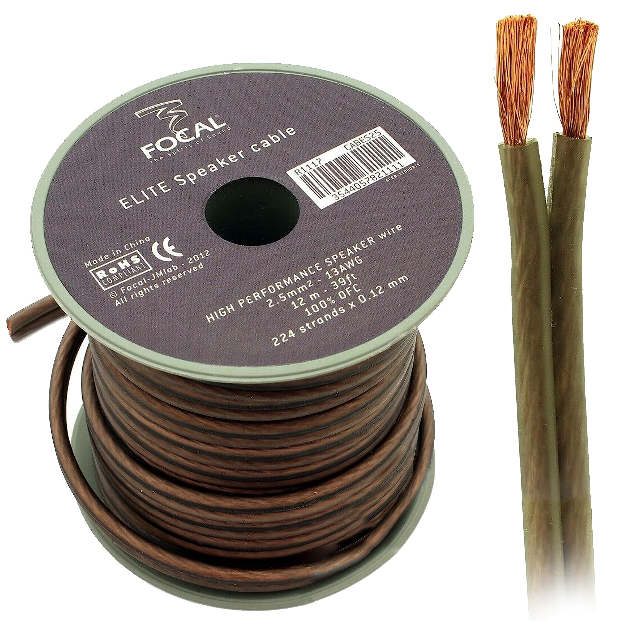 Focal ES25 12M (39.37 Feet) Elite Series High-End Speaker Cable - Premium Audio Cable for Focal Utopia & K2 Power Speakers - Perfect for Home Theater, Studio Monitoring & Audiophile Sound Systems