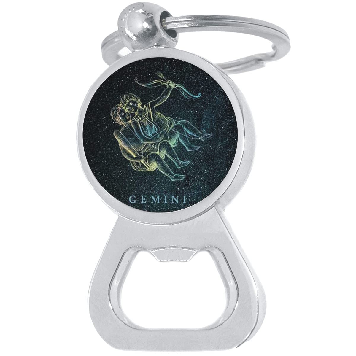 Gemini Zodiac Bottle Opener Keychain - Stainless Steel Star Sign Bottle Opener Gift for Men Women - Perfect for Parties, Camping, and Home Bar Accessories