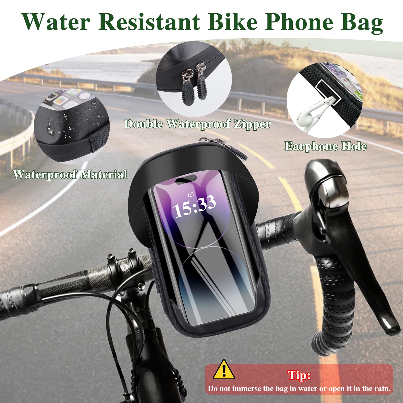 UKOFEW Waterproof Bike Phone Holder - 360° Rotatable Bicycle Mount for Smartphones up to 6.4 Inches - Perfect for Cycling, Commuting & Outdoor Adventures