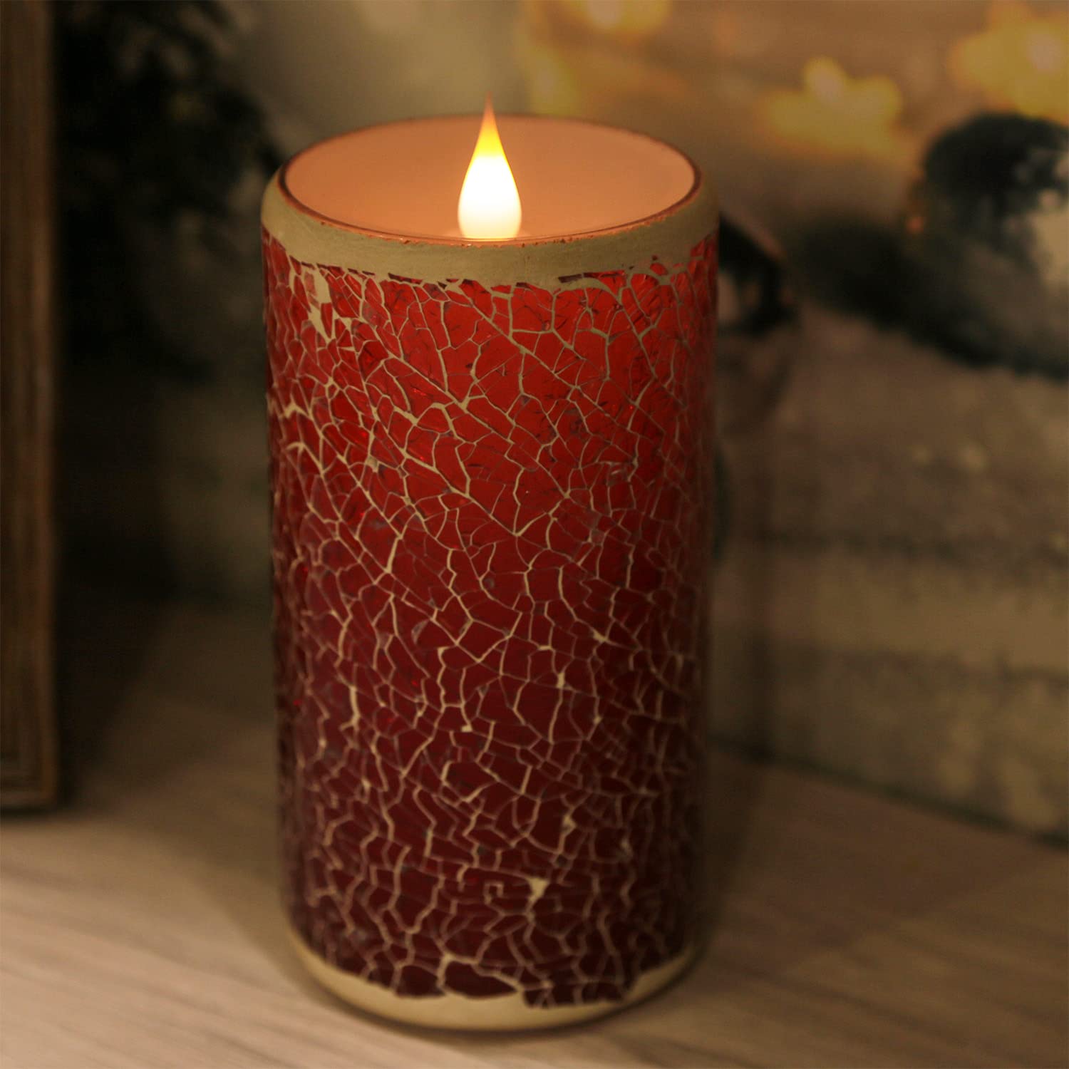 Simpdecor Halloween Flameless LED Candles - Battery Operated Mosaic Flickering Candles with Remote Control & Timer, 3x6 Inch - Perfect for Fall Home Decor, Thanksgiving Centerpieces & Spooky Party Ambiance