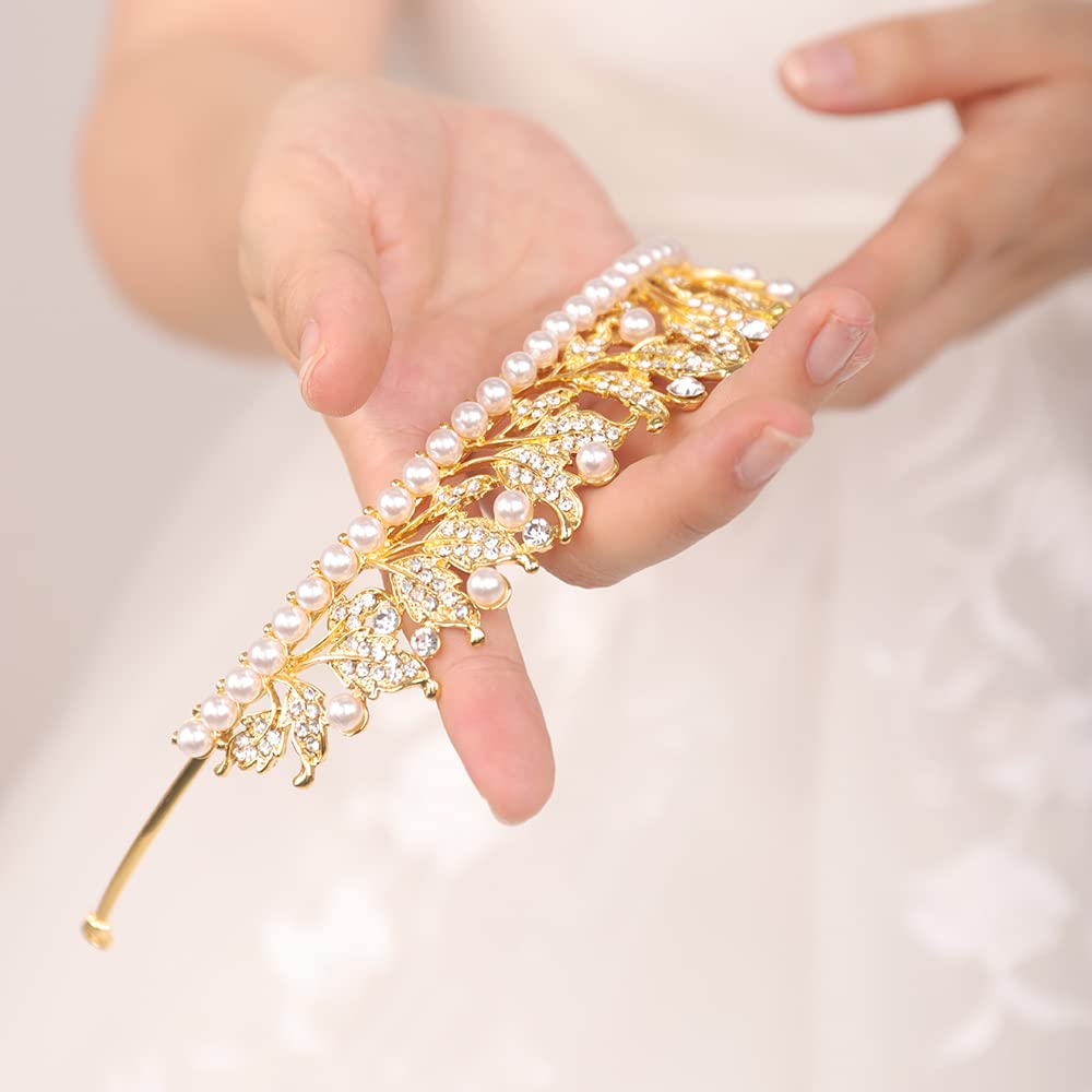 JWICOS Silver Pearl Tiara Crown for Women - Elegant Bridal Wedding Headband for Bride, Prom, Pageant, Party & Birthday Gifts | Perfect for Weddings, Quinceañeras, Pageants & Special Occasions