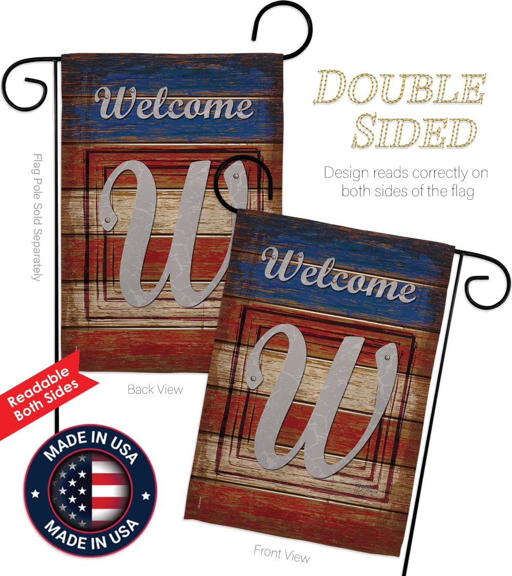 Breeze Decor Patriotic W Initial Garden Flag 13x18.5in - Perfect for Outdoor Yard Decor