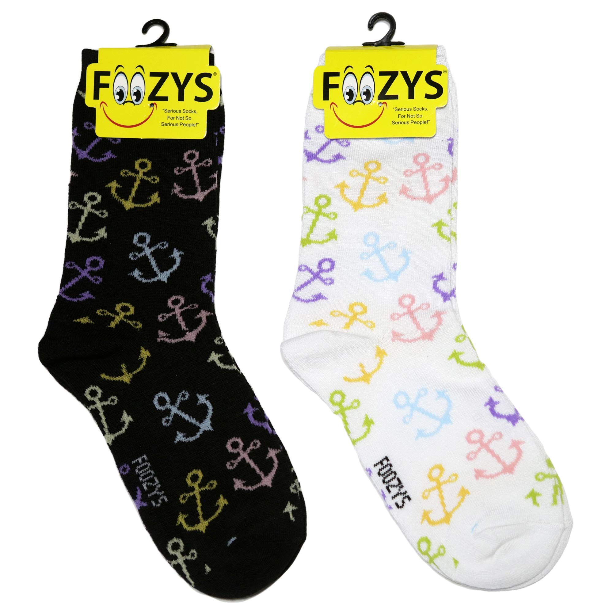 Foozys Women's Crew Socks - Anchors Away Island Oasis Novelty Socks (2 Pairs) | Comfortable Cotton Casual Socks for Everyday Wear, Work, Travel & Gifts