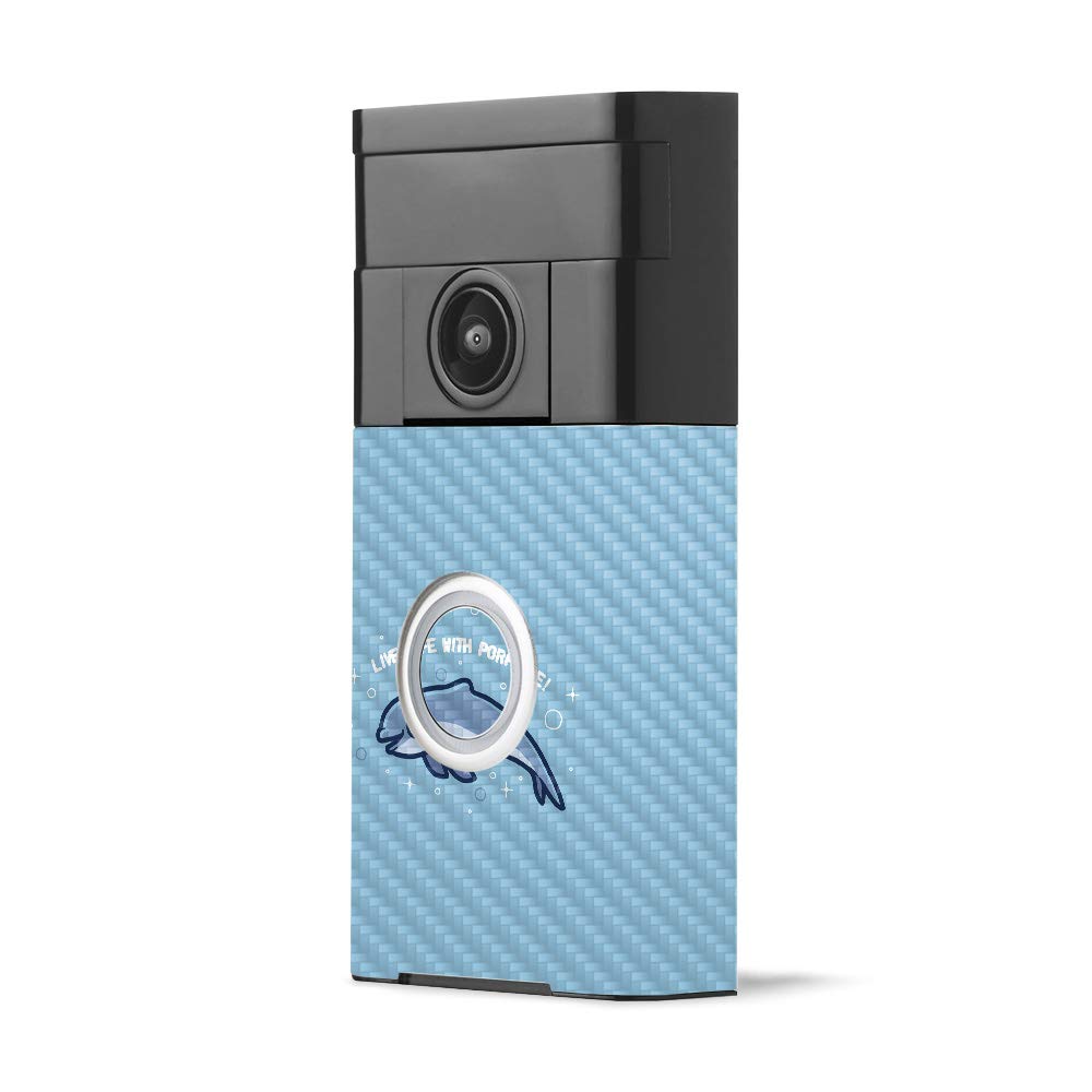 MightySkins Carbon Fiber Skin for Ring Video Doorbell - Porpoise Design | Protective & Durable Textured Cover | Easy to Apply & Remove | Made in USA | Perfect for Home Security & Smart Door Protection