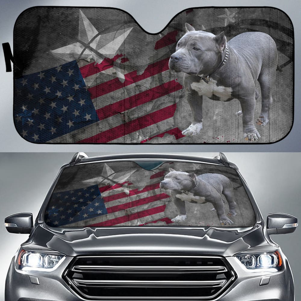 Premium American Flag Pit Bull Car Sun Shades for UV Protection - Perfect for Trucks, SUVs, and Sedans