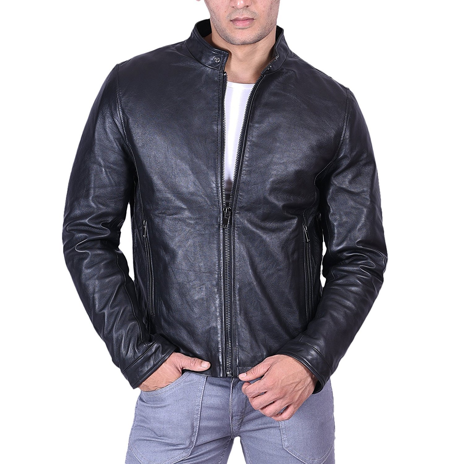 SID Men's Genuine Leather Biker Jacket - Stylish Casual Wear for Motorcycle Riding & Everyday Outfits