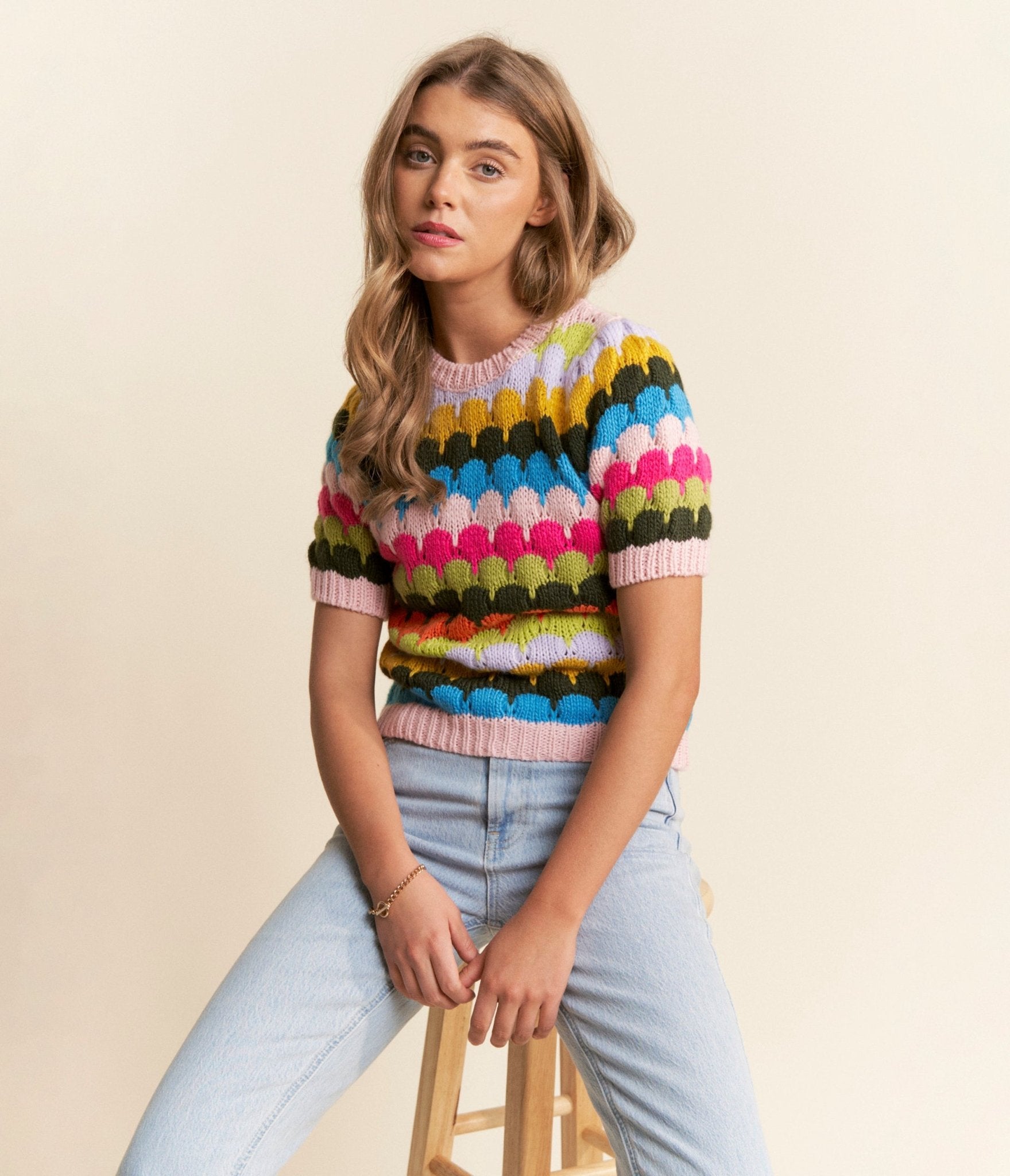 Stylish Multicolor Fish Scale Pattern Knit Sweater for Women | Trendy Winter Pullover | Perfect for Casual Outfits, Office Wear & Holiday Parties