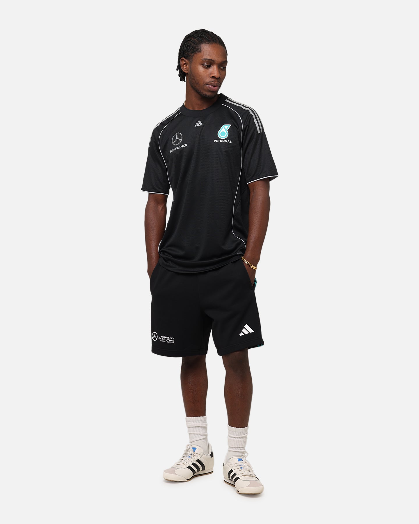 Adidas x Mercedes AMG Petronas Formula One F1 DNA T-Shirt - Black/Silver - Men's Racing Fan Apparel for Casual Wear & Motorsport Events