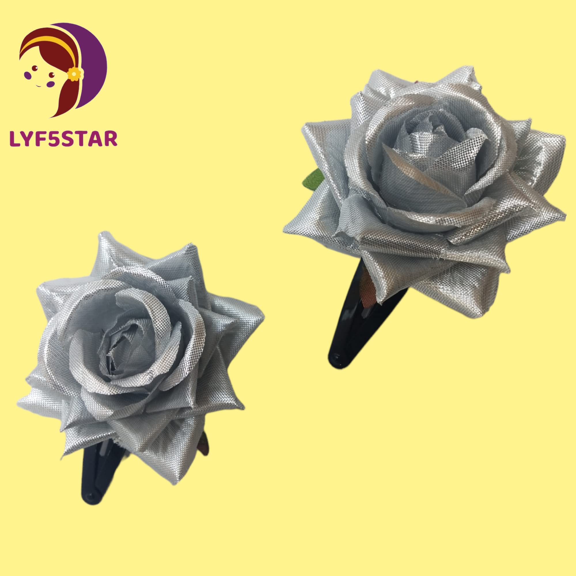LYF5STAR Handmade Artificial Rose Hair Clip - Elegant Bridal Hair Accessories for Women & Girls, Pack of 2 | Perfect for Weddings, Parties, TikTok Videos & Everyday Fashion