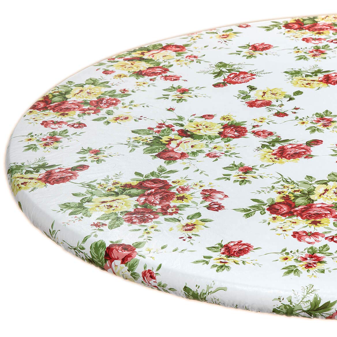 Chef's Pride Country Rose Elasticized Vinyl Table Cover - Waterproof Washable Tablecloth for Kitchen, Dining Room, Party & Outdoor Use