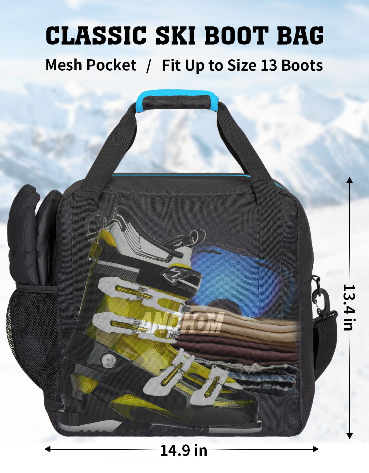 **Padded Ski and Snowboard Boot Bag Combo - 25L Waterproof Ski Bag Fits Skis Up to 200cm - Perfect for Travel & Winter Sports Gear Storage**