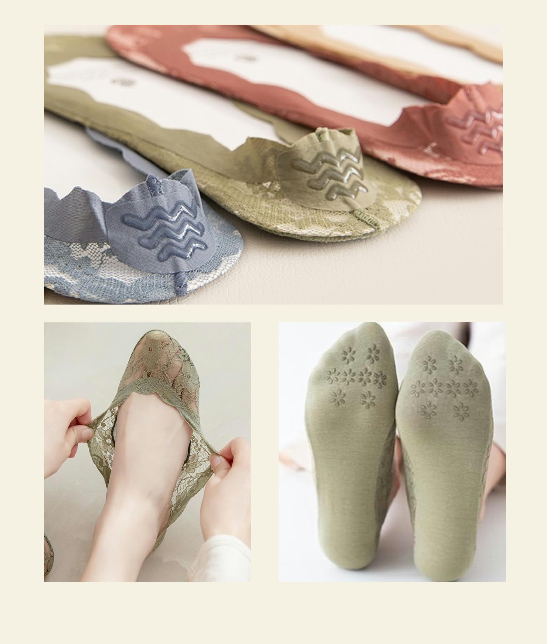 Breathable No Show Socks for Women - Low Cut Invisible Lace Socks | Comfortable & Sexy Cute Design for Sneakers, Loafers & Flats