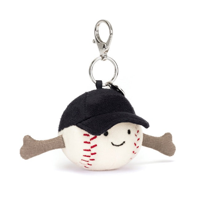 Jellycat Amuseable Sports Baseball Bag Charm - Cute Plush Keychain for Backpacks, Purses & Gifts | Fun Baseball-Themed Accessory for Fans & Kids