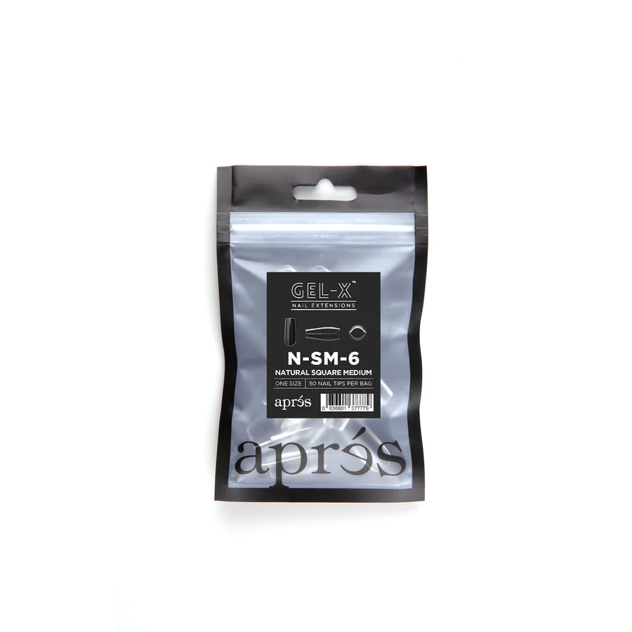 Apres Gel X Refill Tips 2.0 - 50pc Natural Medium Square Nail Extensions for Salon & DIY Manicures | Perfect for Acrylic Nails, Gel Polish & Nail Art Designs