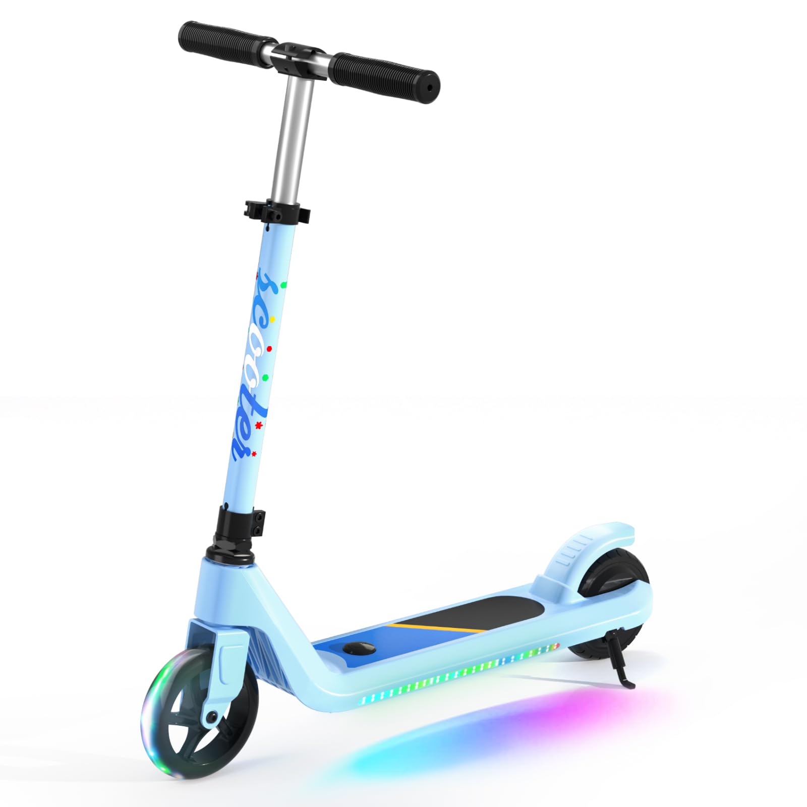 Electric Scooter for Kids Ages 6-10 - Adjustable Speed & Height Kick Scooter with LED Wheel & Deck Lights - Perfect for Commuting to School, Park Rides & Neighborhood Fun
