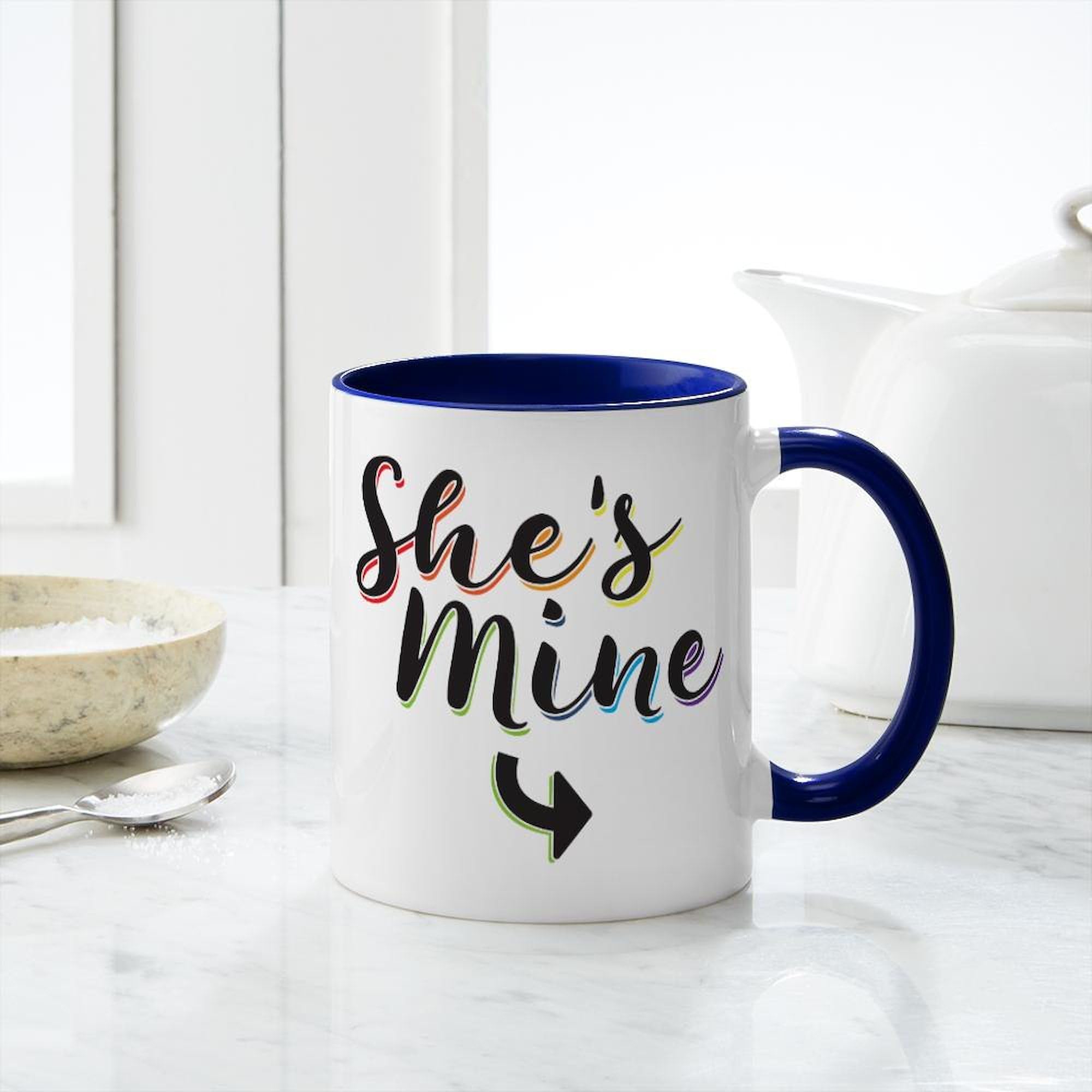 11 oz (325 ml) She's Mine Gay Pride Ceramic Coffee Mug - Perfect for LGBTQ+ Pride Celebrations, Office Use & Gift Giving